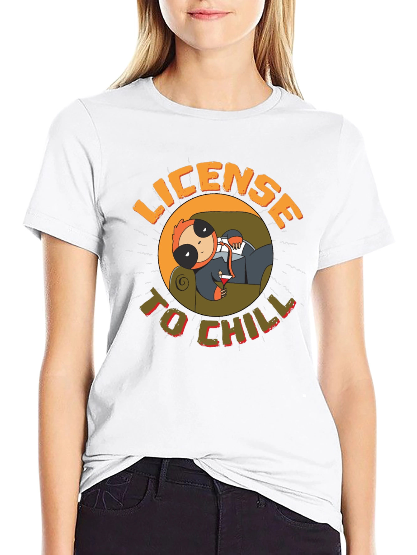 License to Chill Sloth Graphic Tee - Relaxed Style