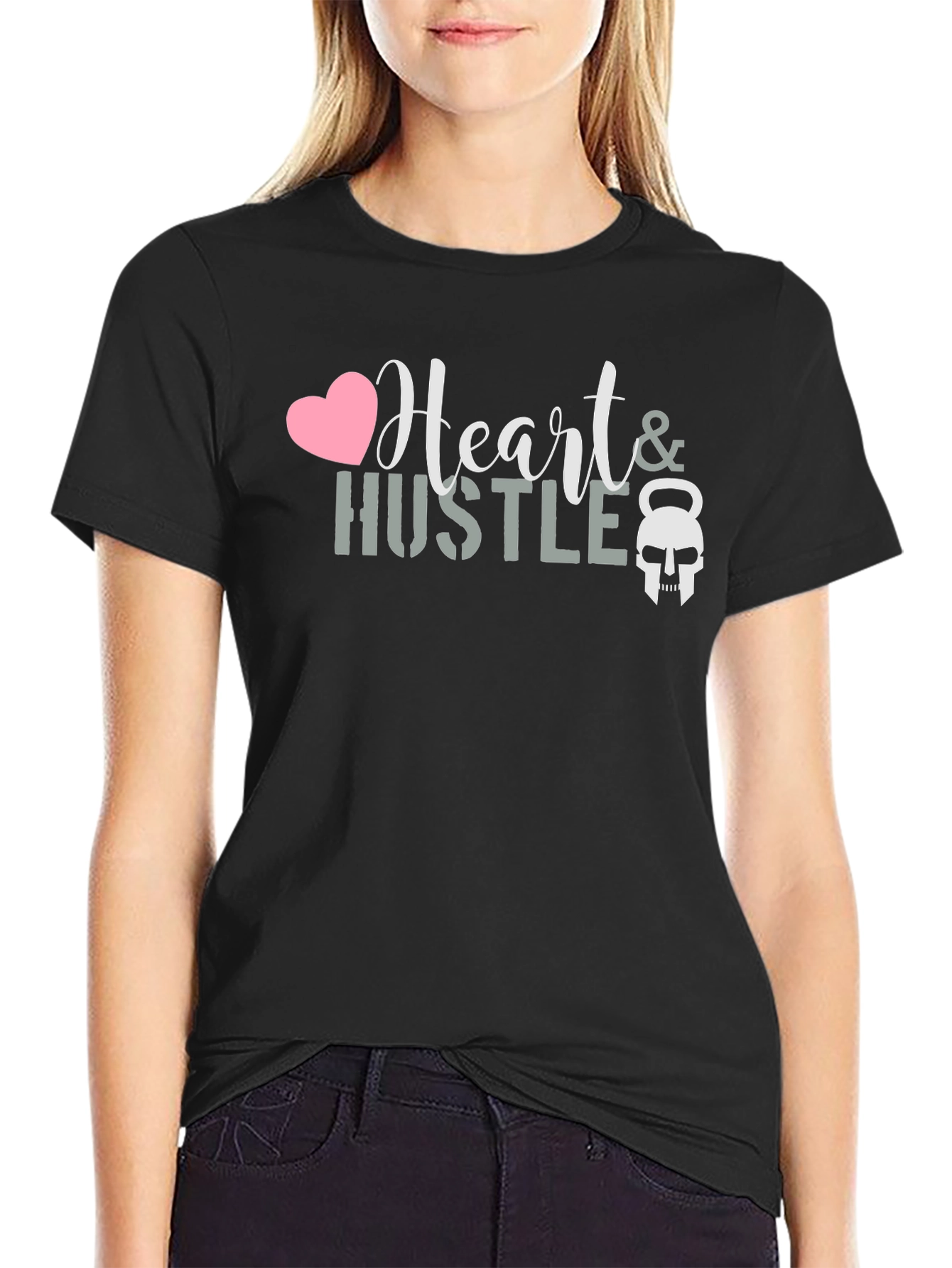 Heart & Hustle Graphic Black T-Shirt