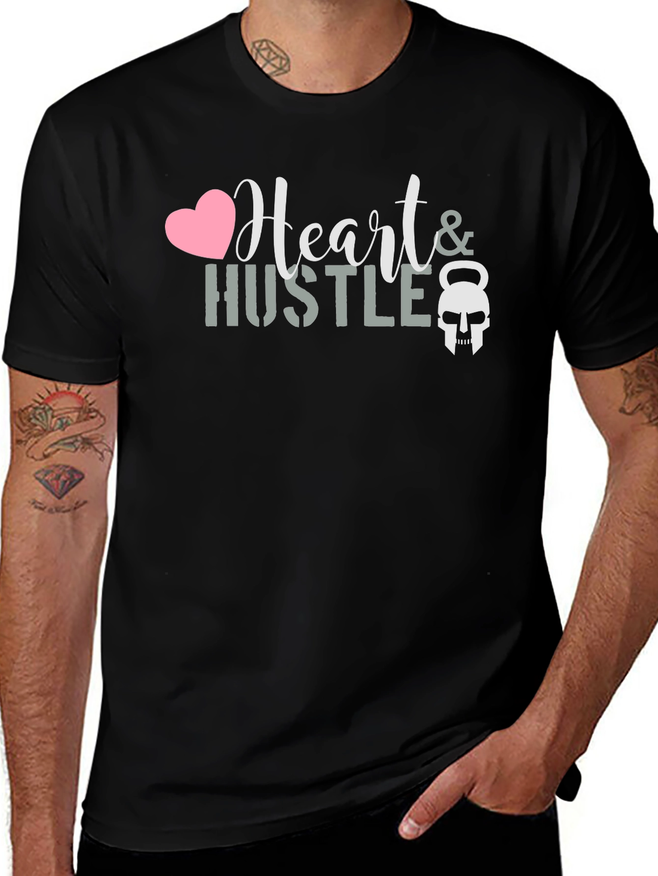 Heart & Hustle Graphic Black T-Shirt