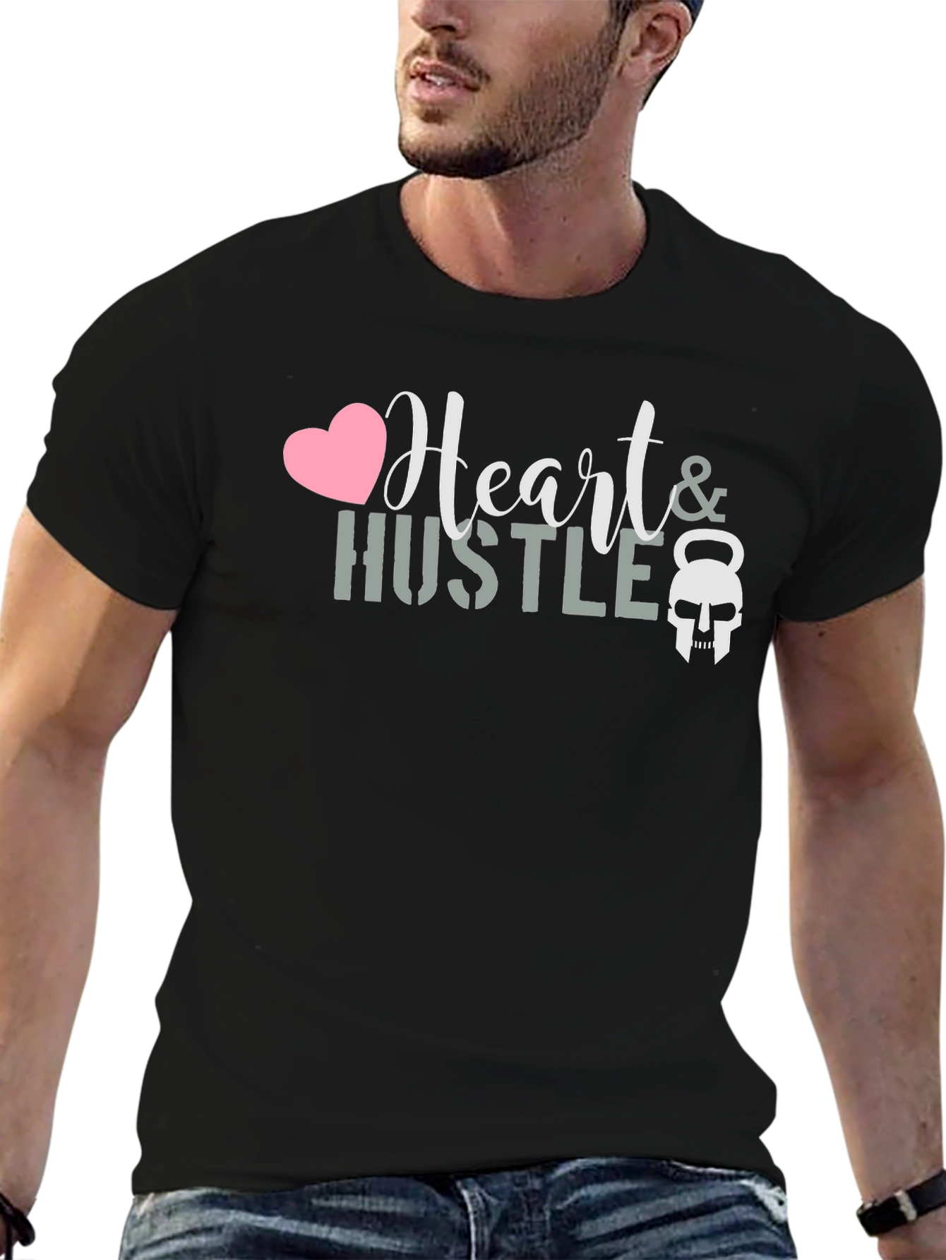 Heart & Hustle Graphic Black T-Shirt