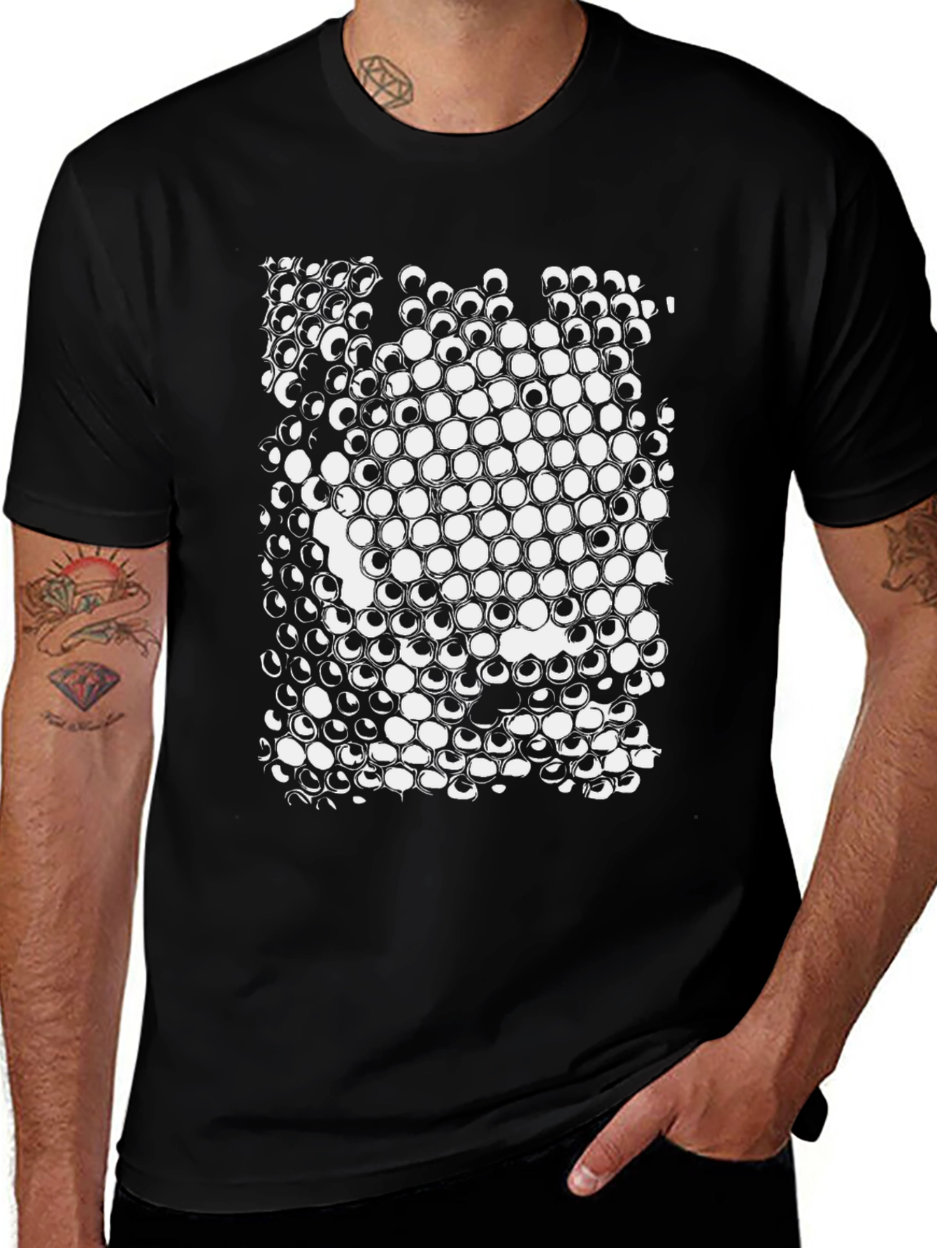 Abstract Geometric Pattern Black T-Shirt