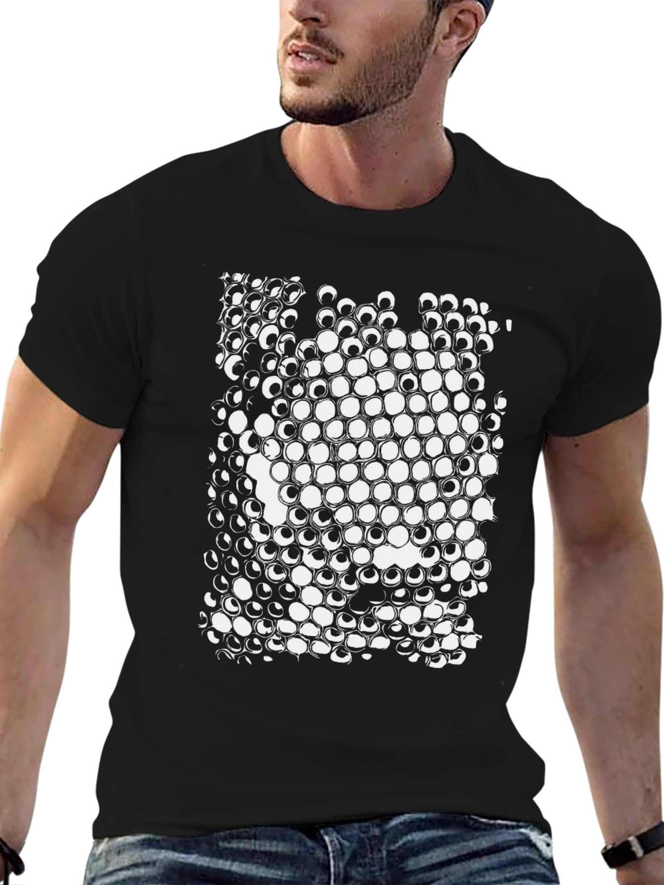 Abstract Geometric Pattern Black T-Shirt