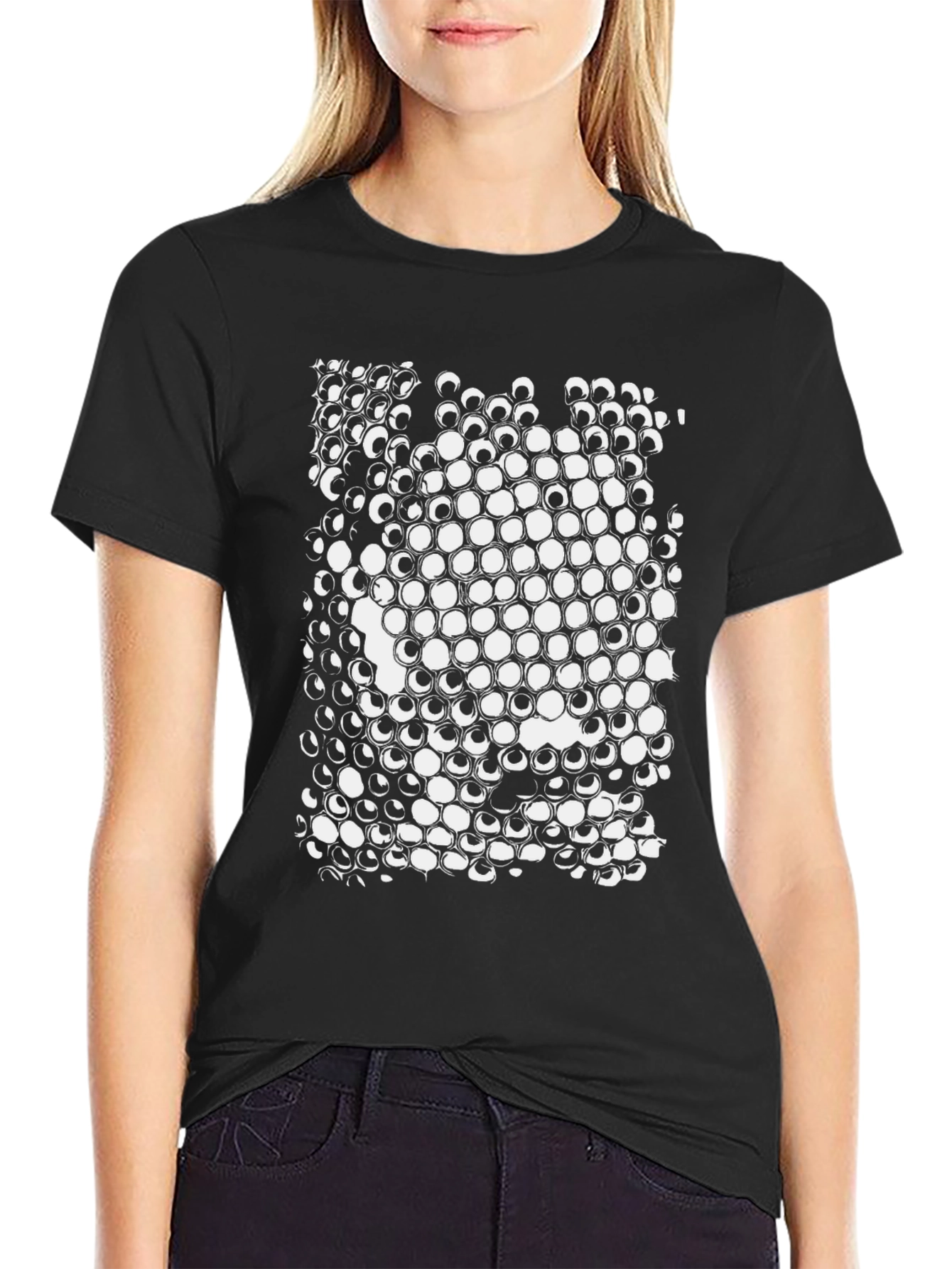 Abstract Geometric Pattern Black T-Shirt
