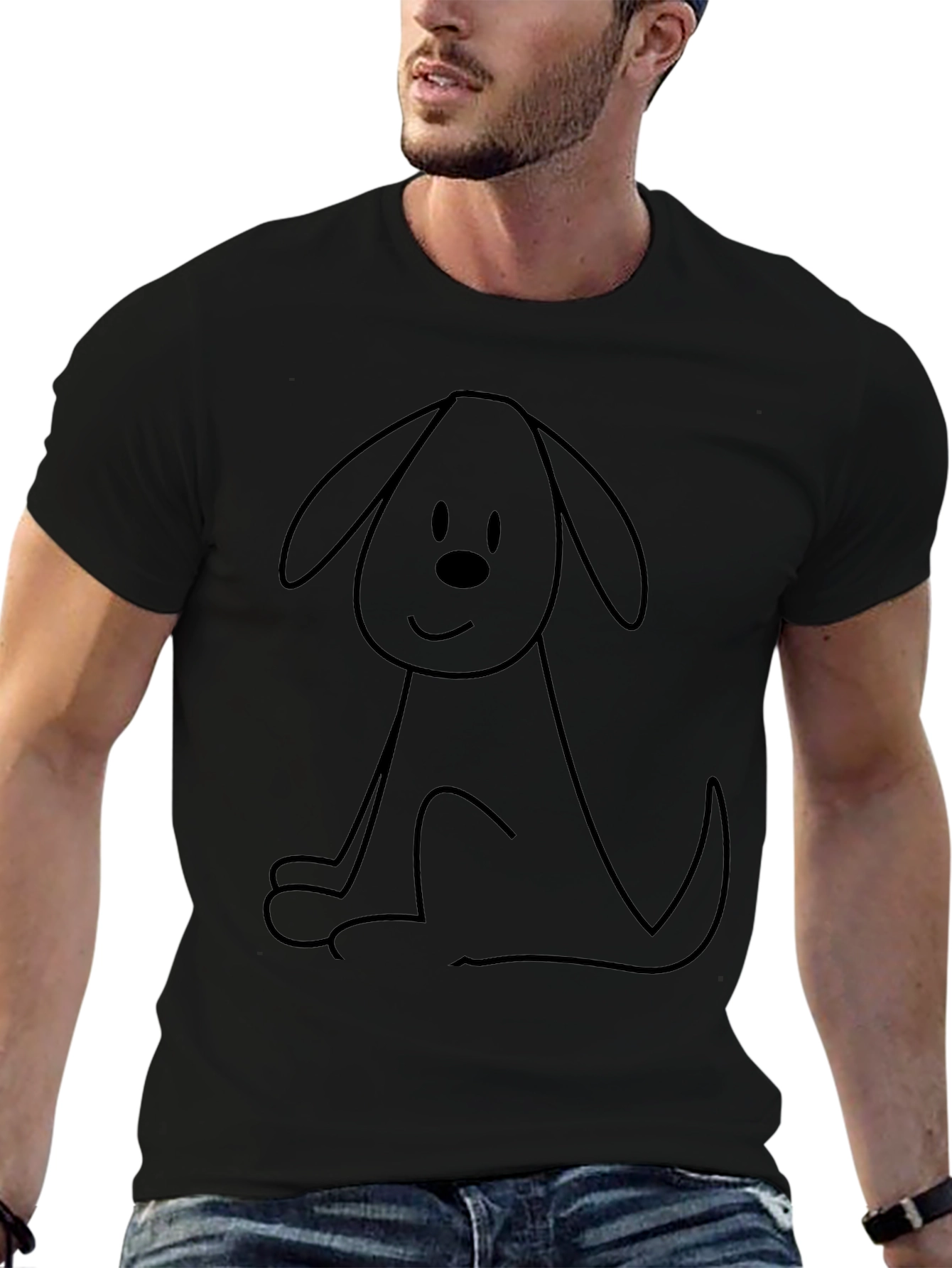 Dog Outline Black Tee - Cute Graphic T-Shirt