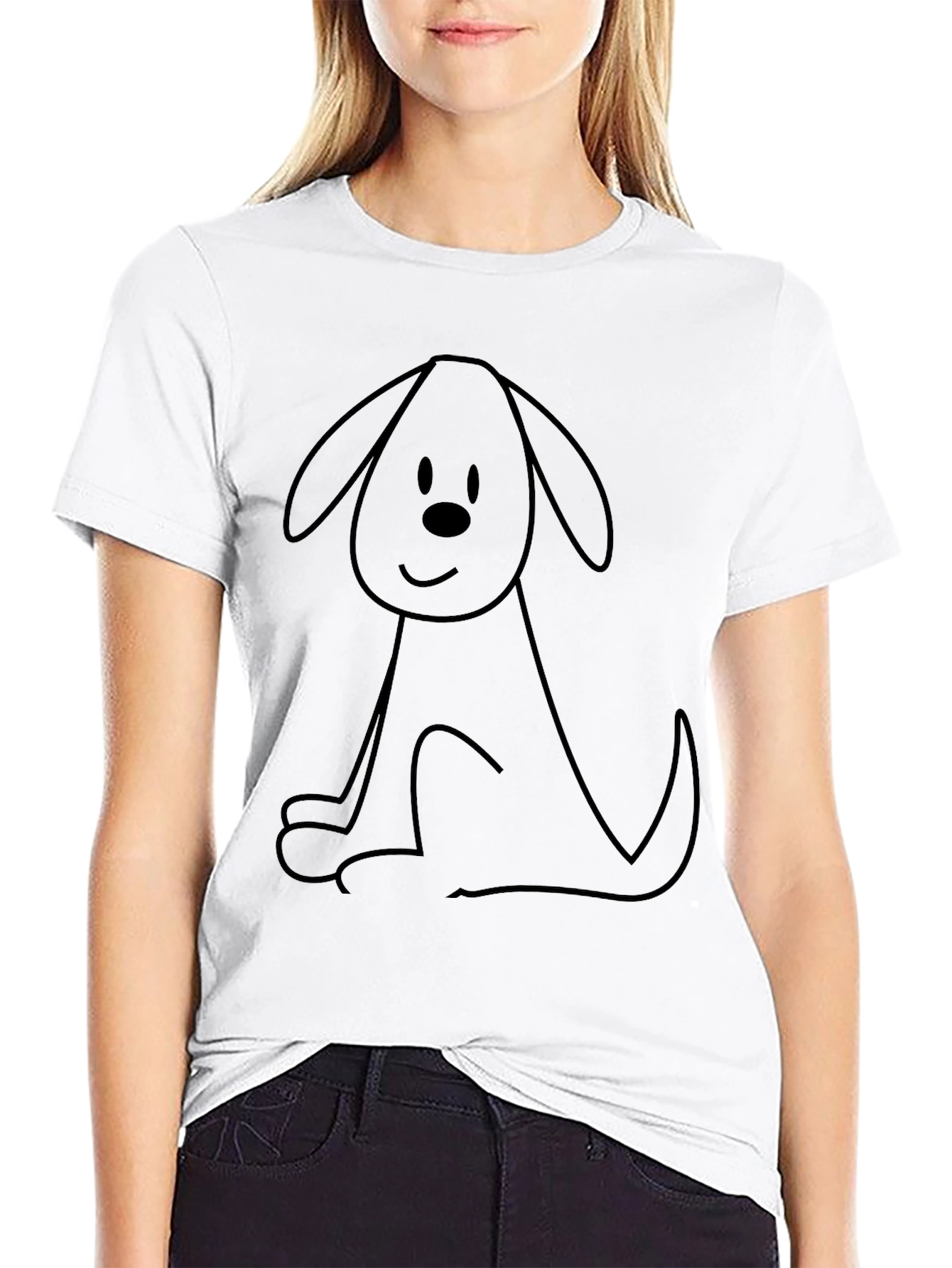 Dog Outline Black Tee - Cute Graphic T-Shirt