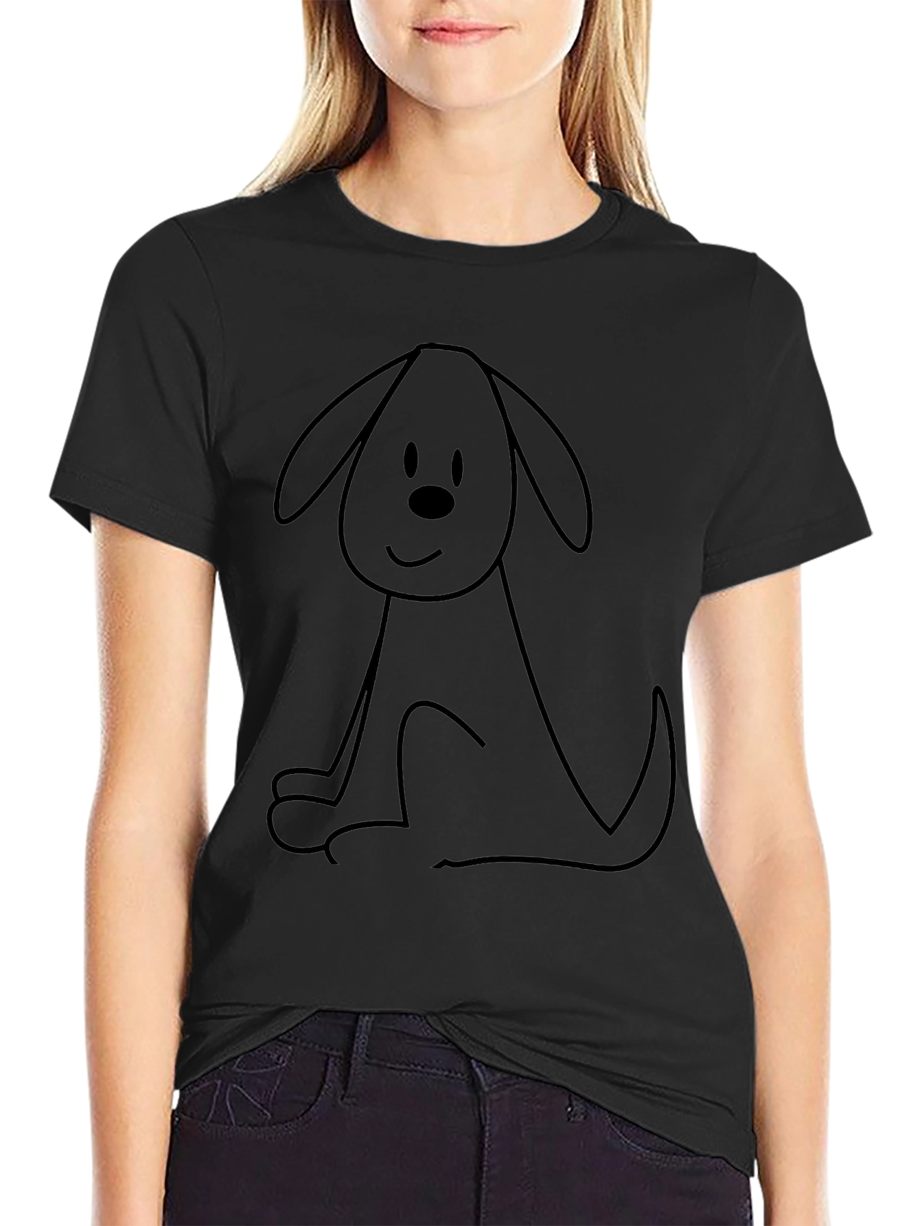 Dog Outline Black Tee - Cute Graphic T-Shirt