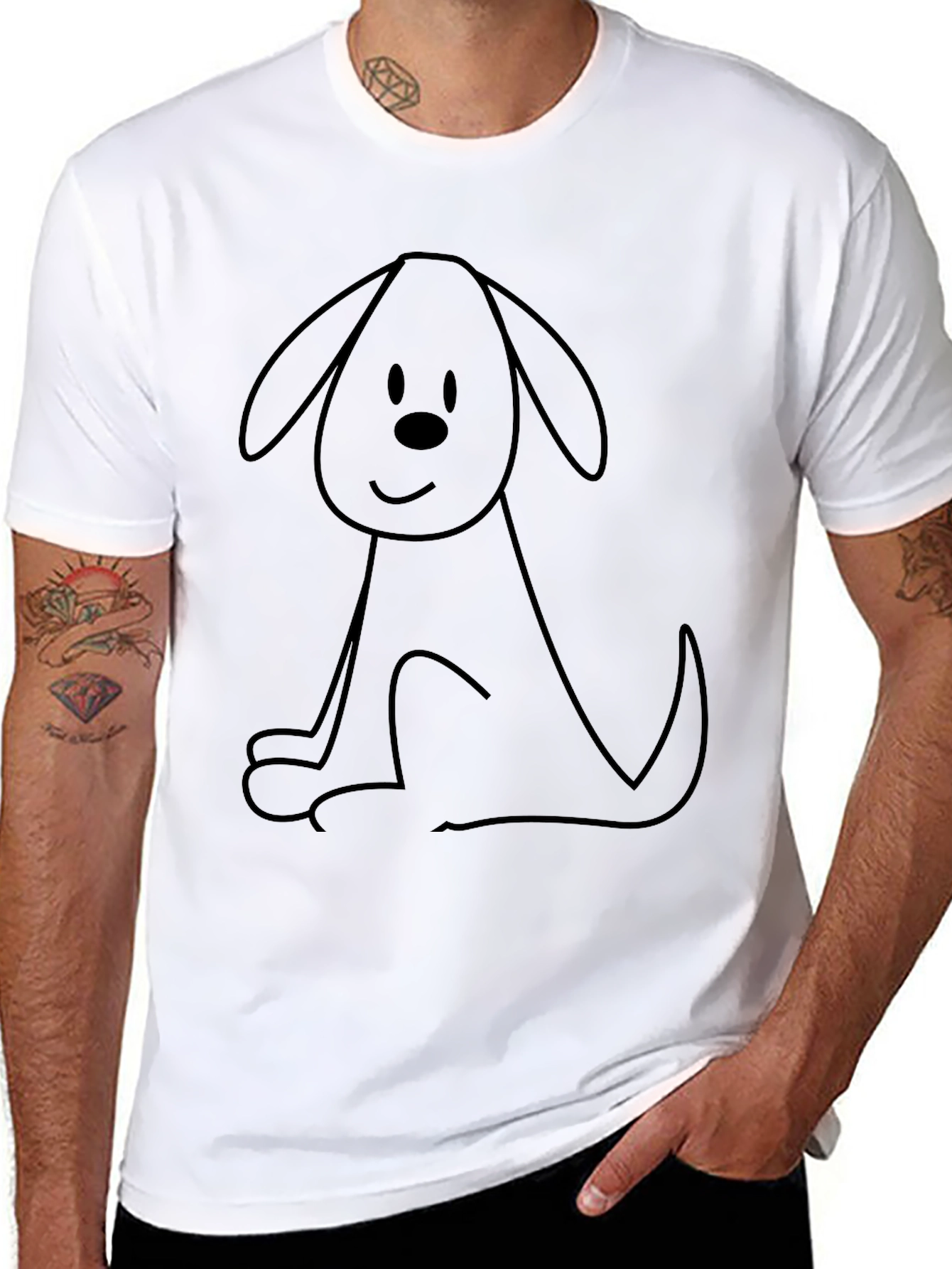 Dog Outline Black Tee - Cute Graphic T-Shirt