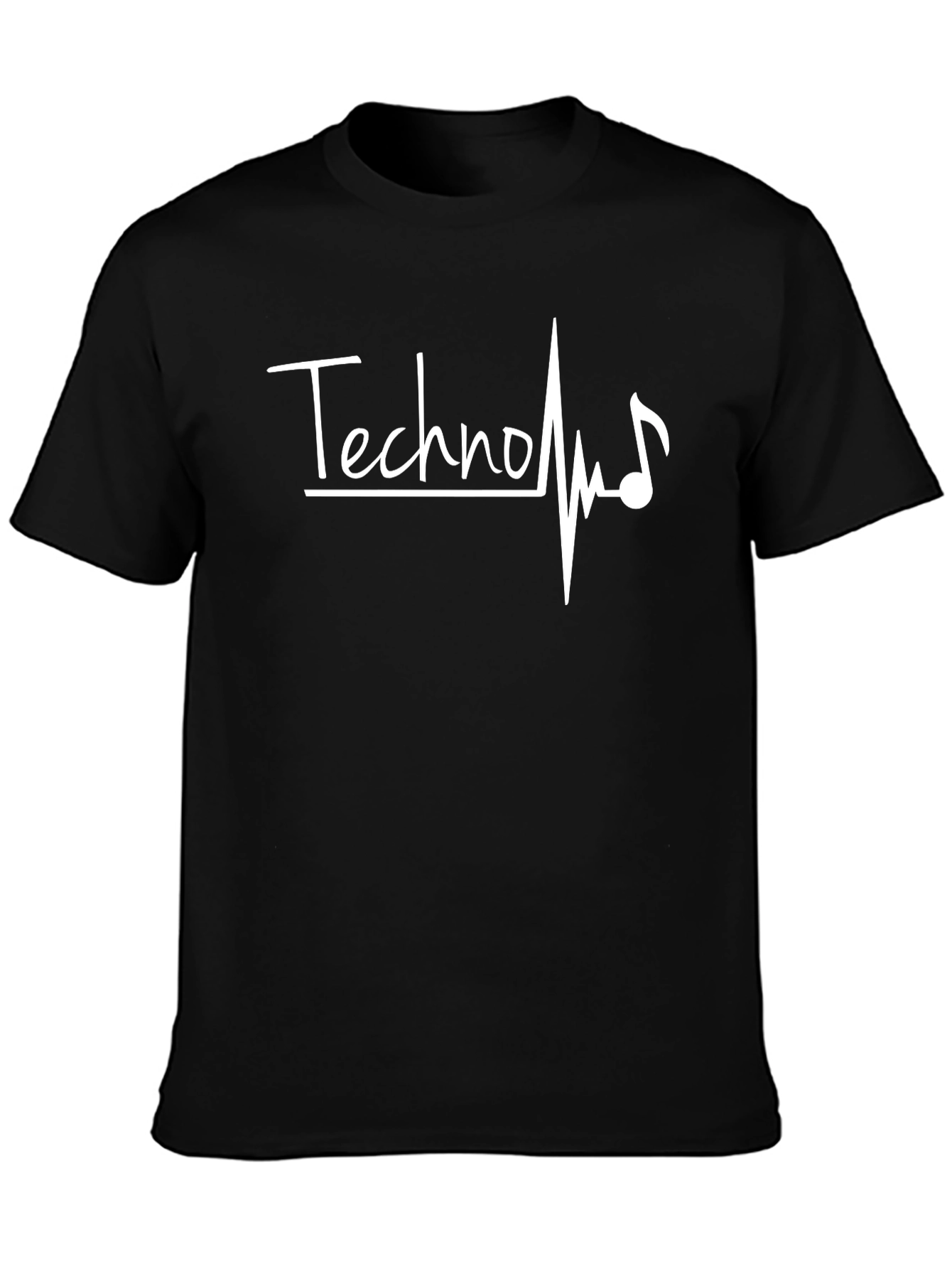 Techno Music Heartbeat T-Shirt - Black