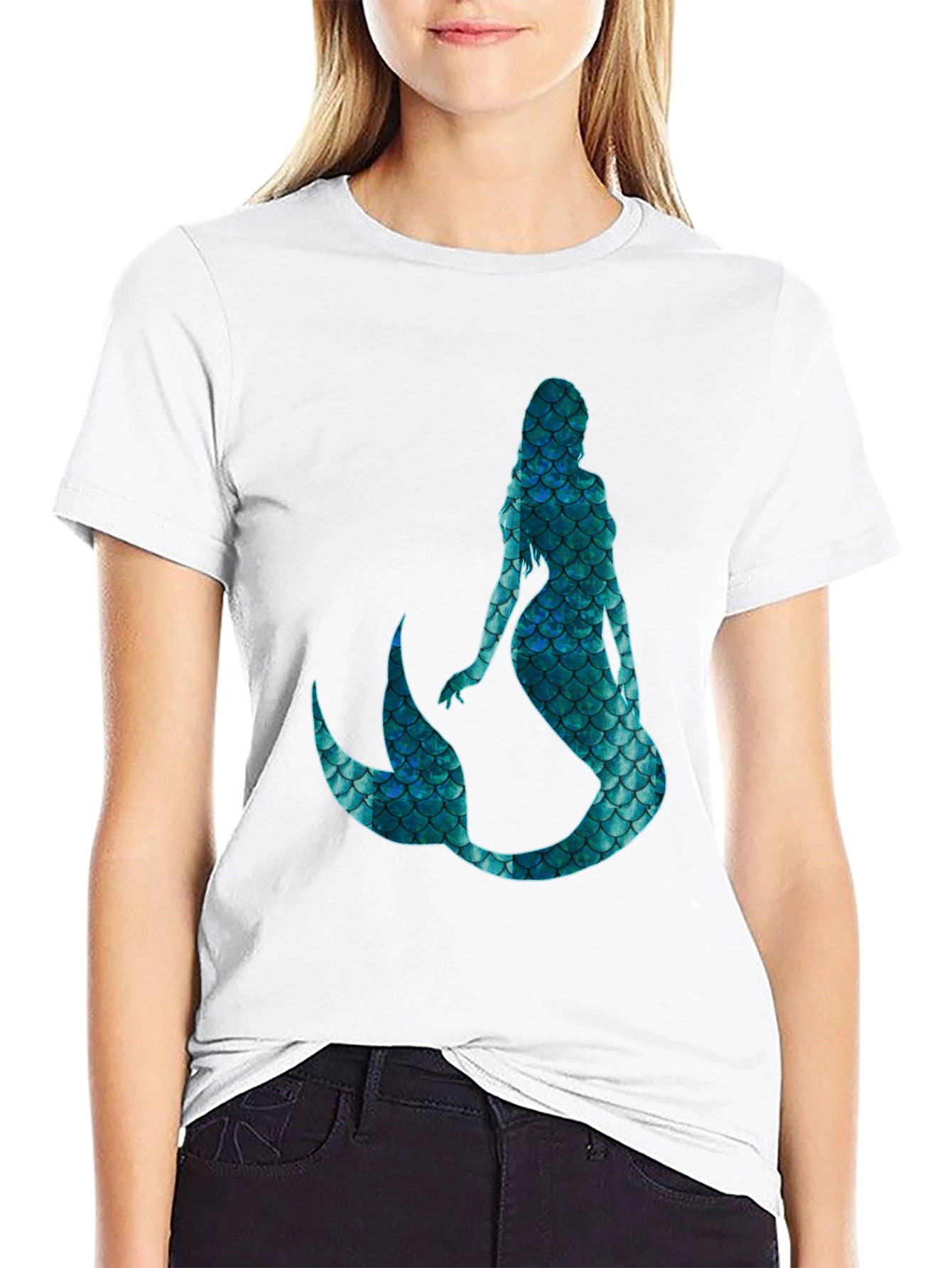 Mystic Mermaid Scale Graphic Black T-Shirt