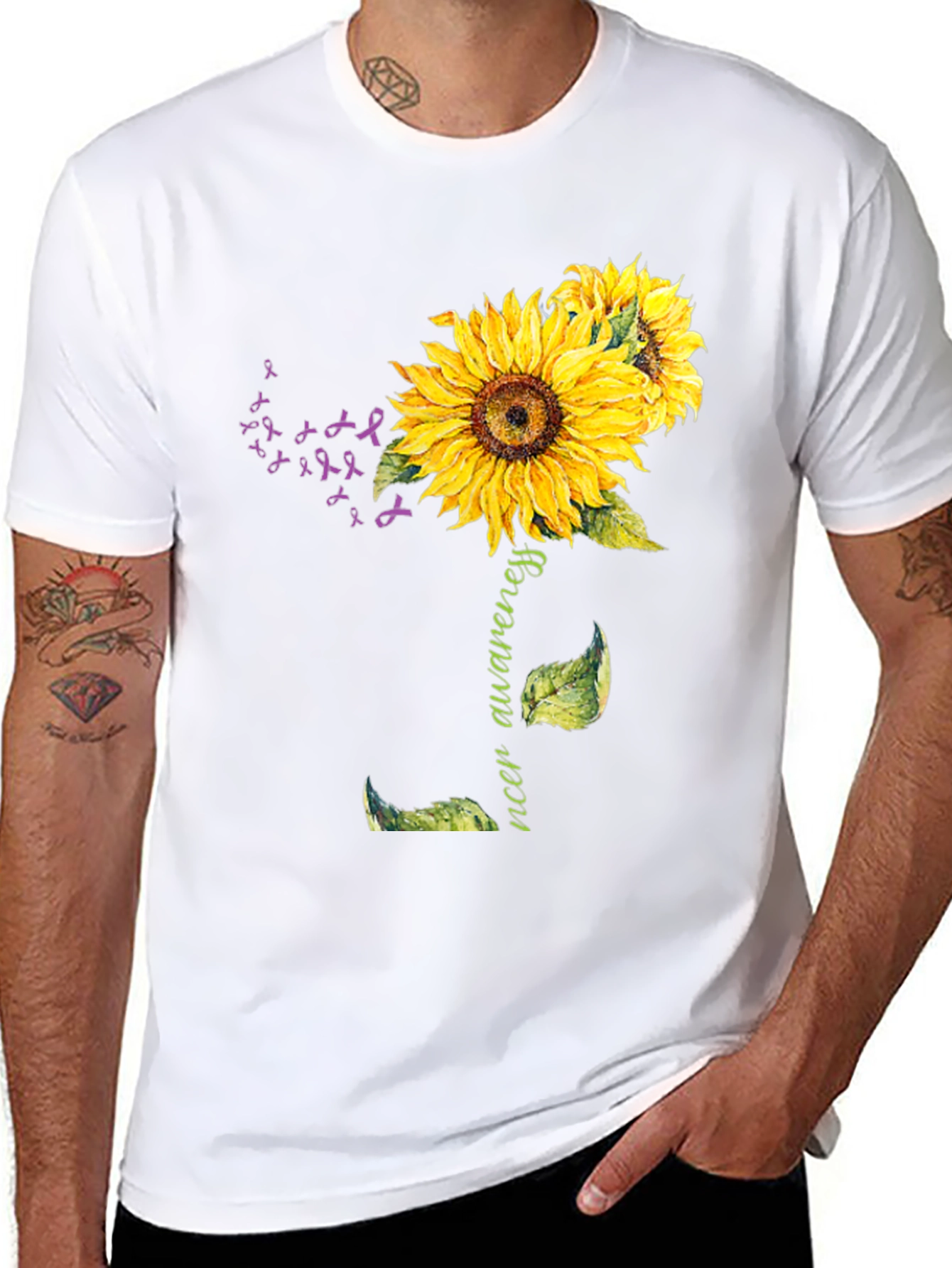 Sunflower Cancer Awareness Graphic T-Shirt