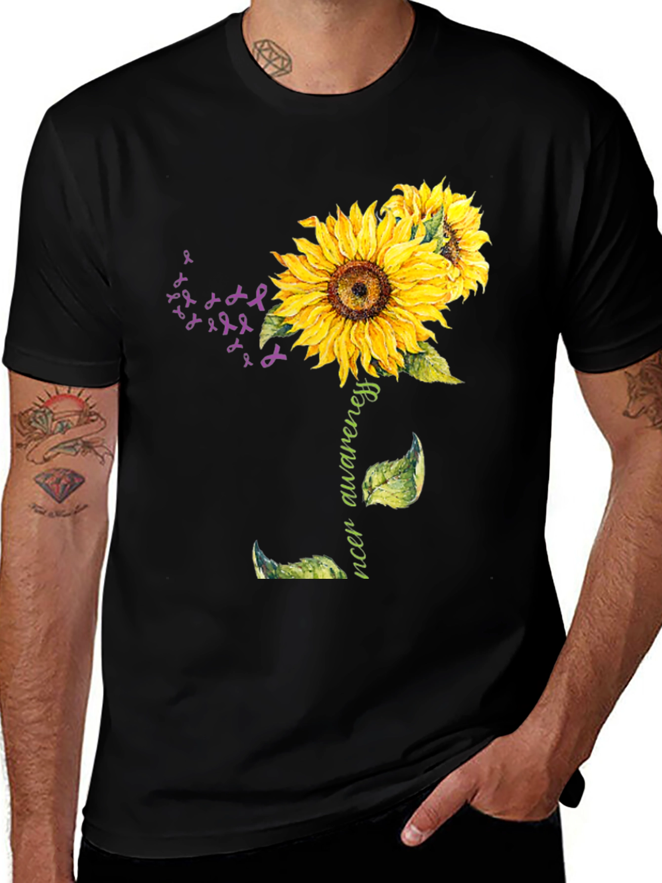 Sunflower Cancer Awareness Graphic T-Shirt
