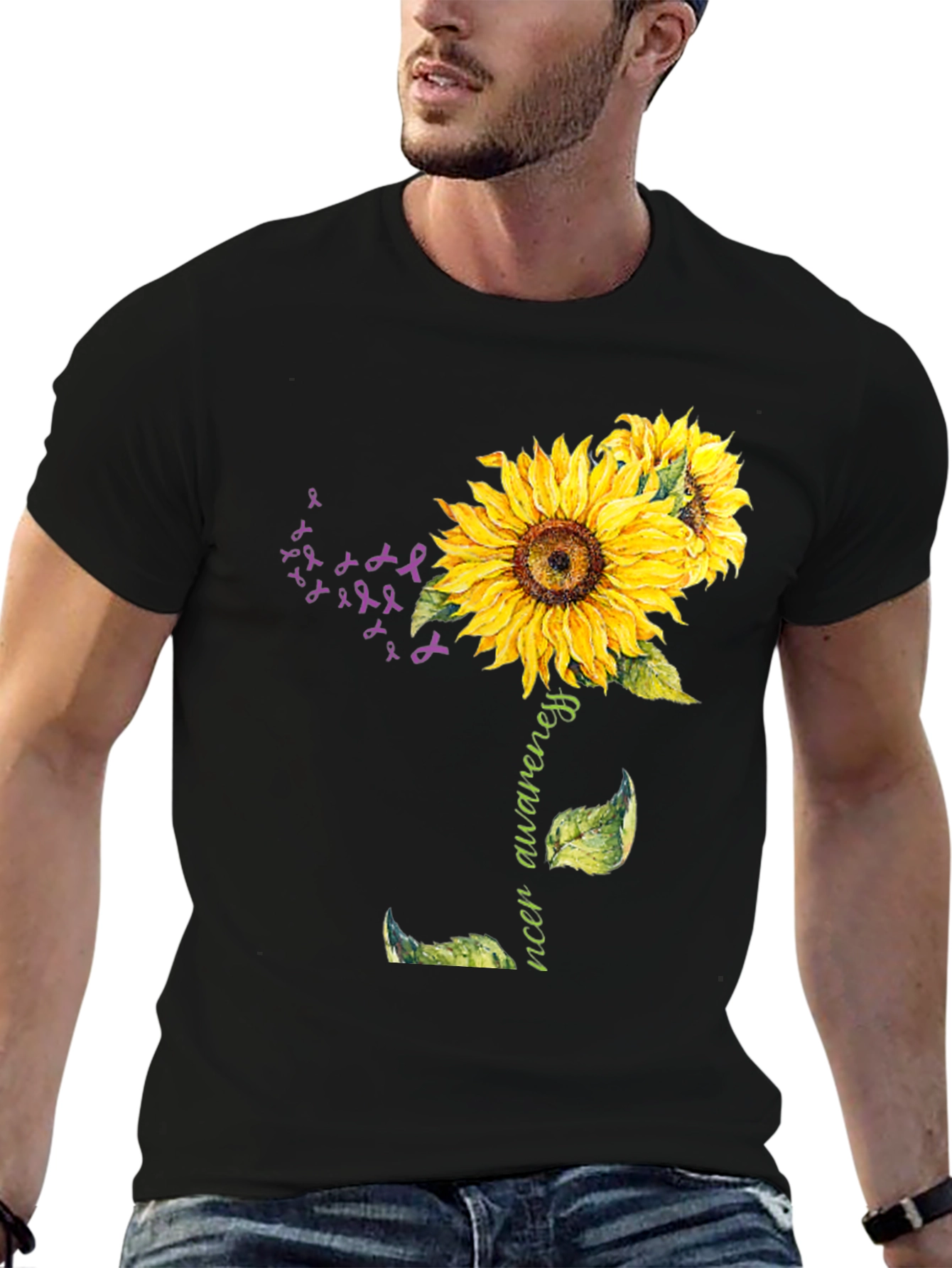 Sunflower Cancer Awareness Graphic T-Shirt