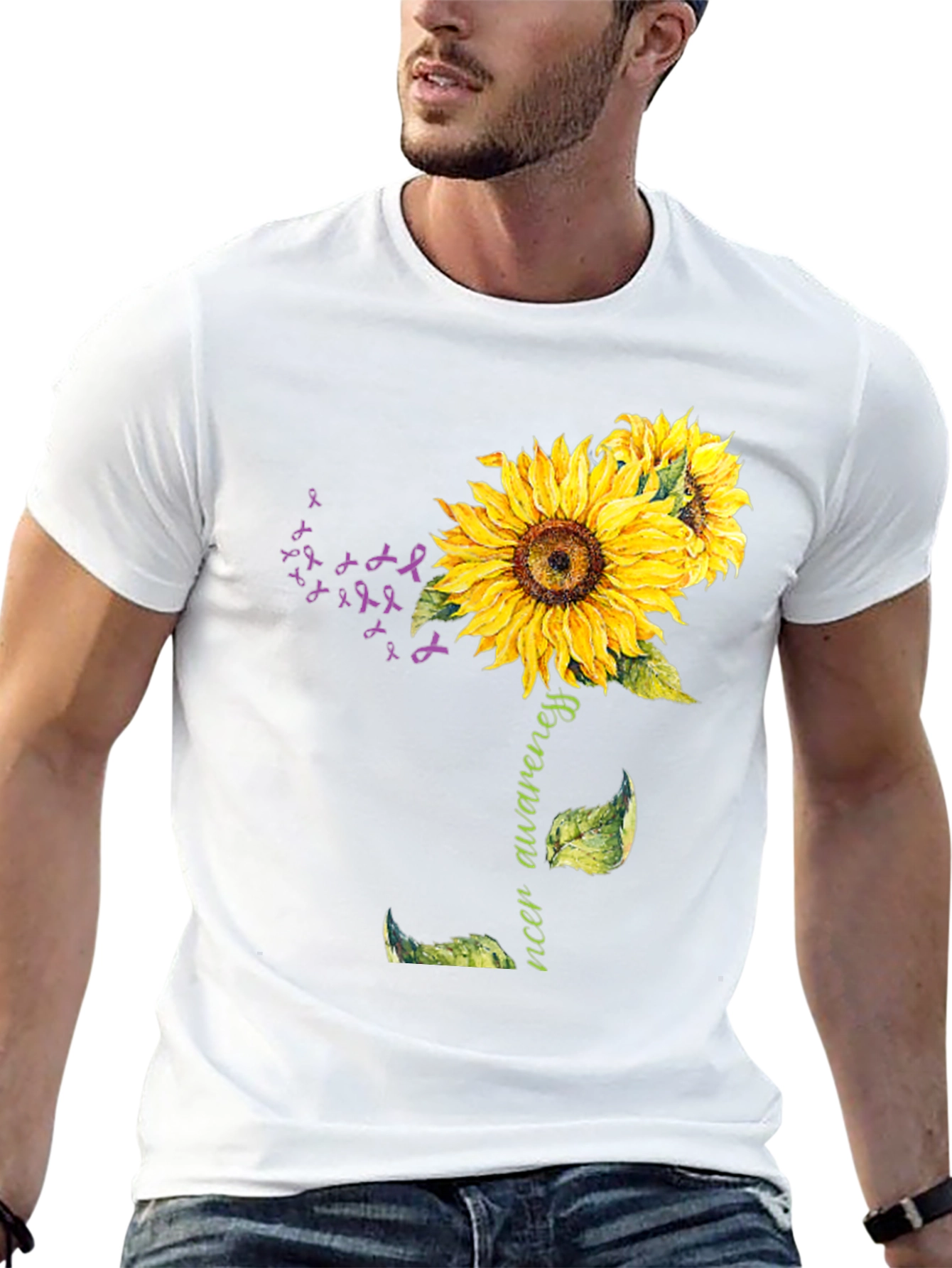 Sunflower Cancer Awareness Graphic T-Shirt