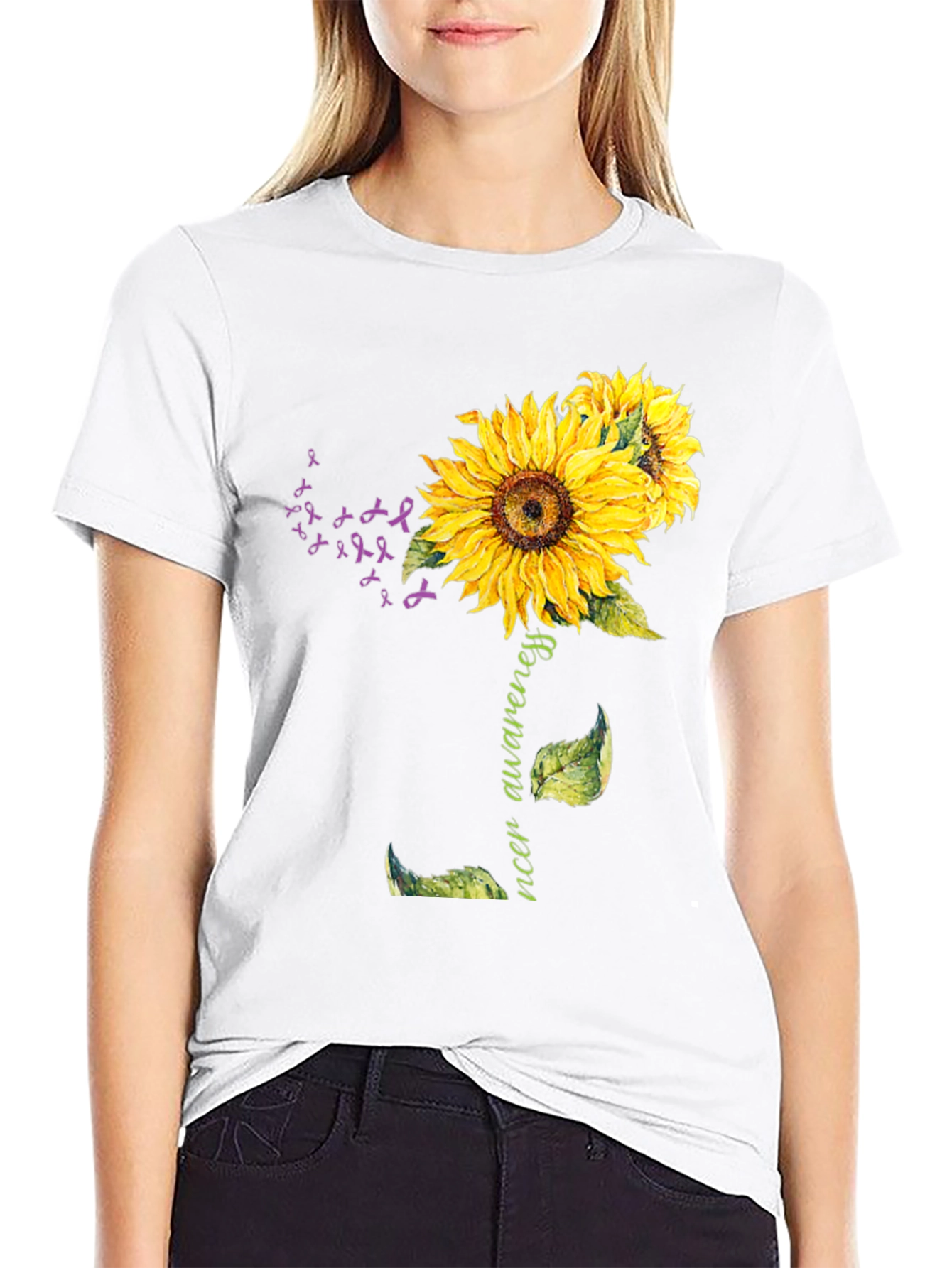 Sunflower Cancer Awareness Graphic T-Shirt