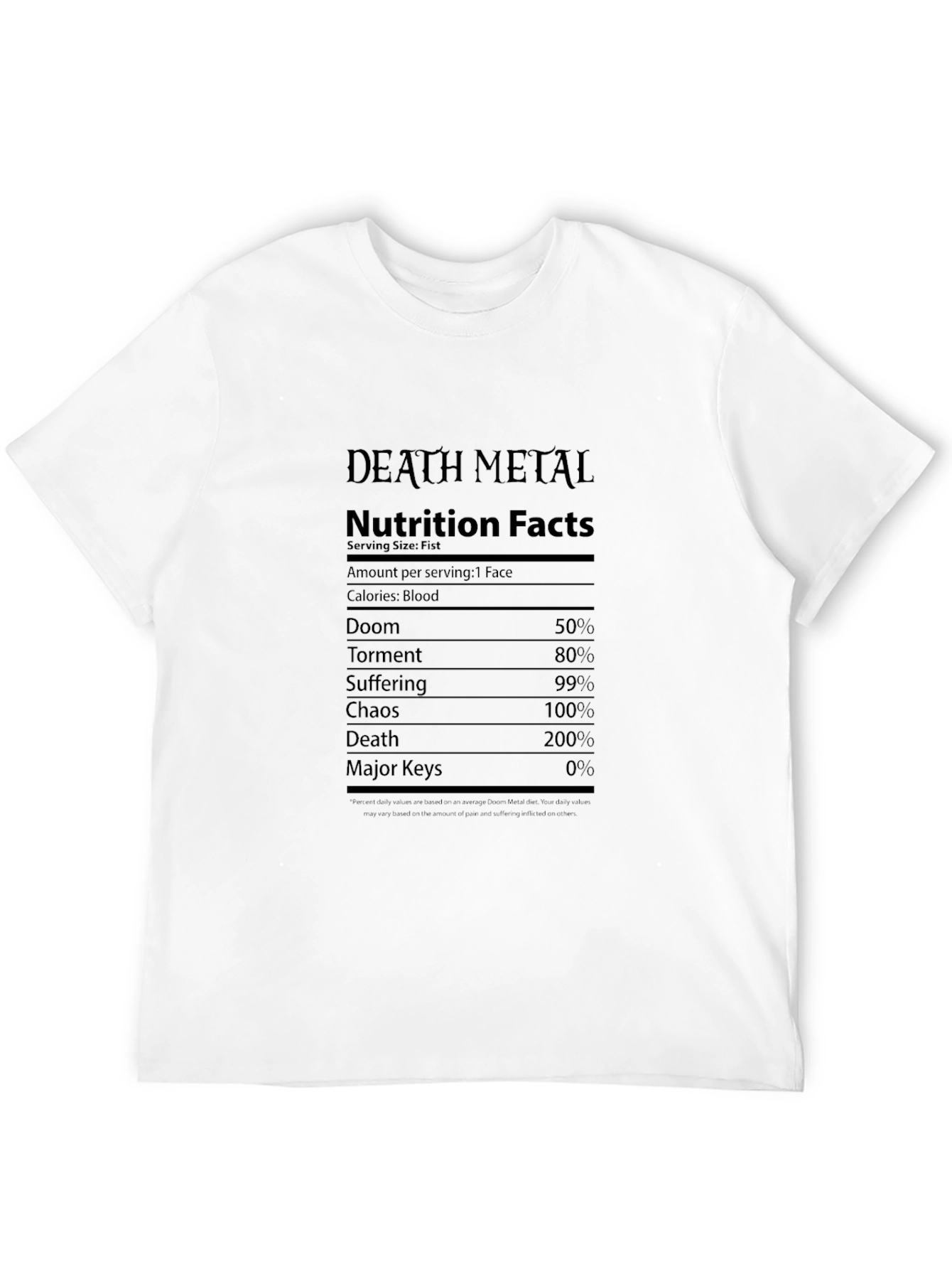 Death Metal Nutrition Facts Graphic T-Shirt