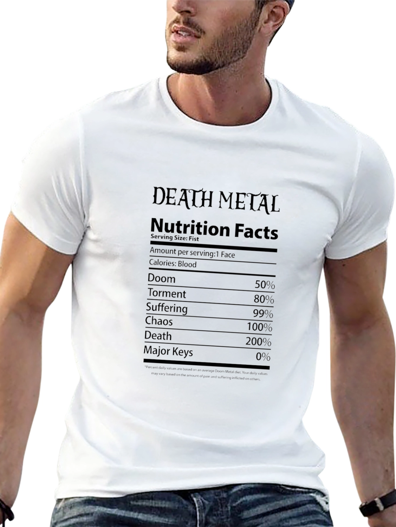 Death Metal Nutrition Facts Graphic T-Shirt