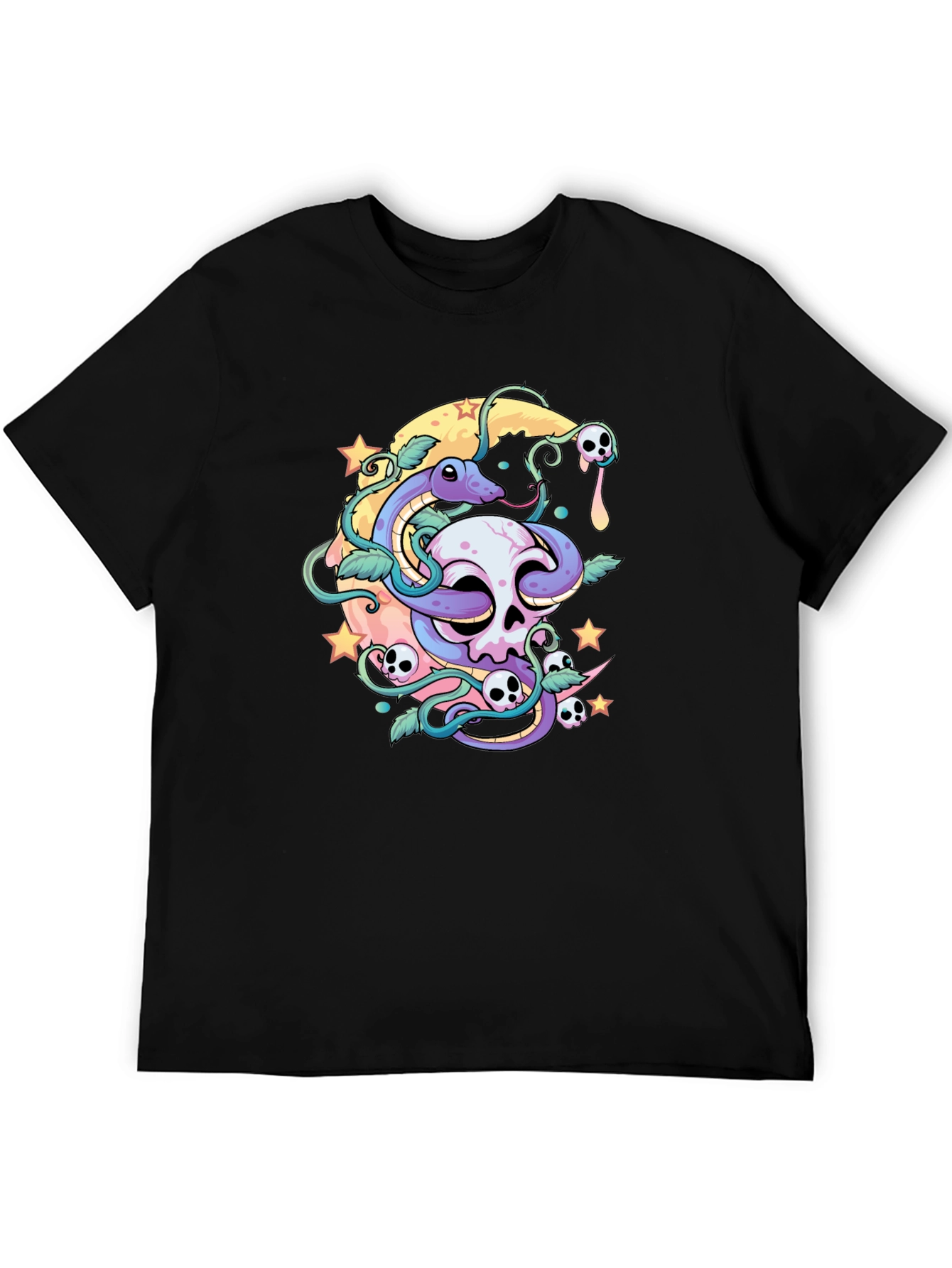 Skull Snake Moon Graphic T-Shirt