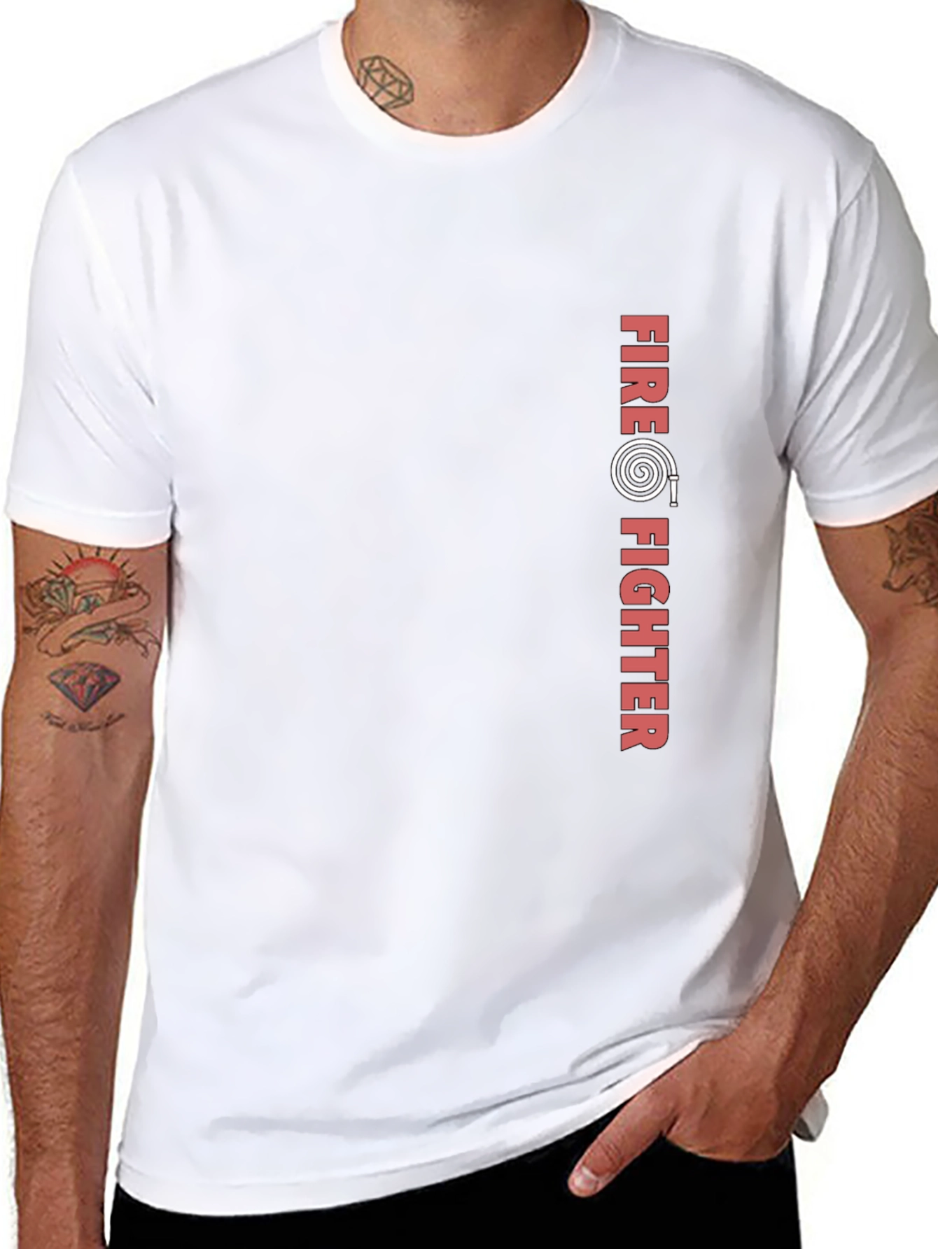 Firefighter Graphic Print Black T-Shirt