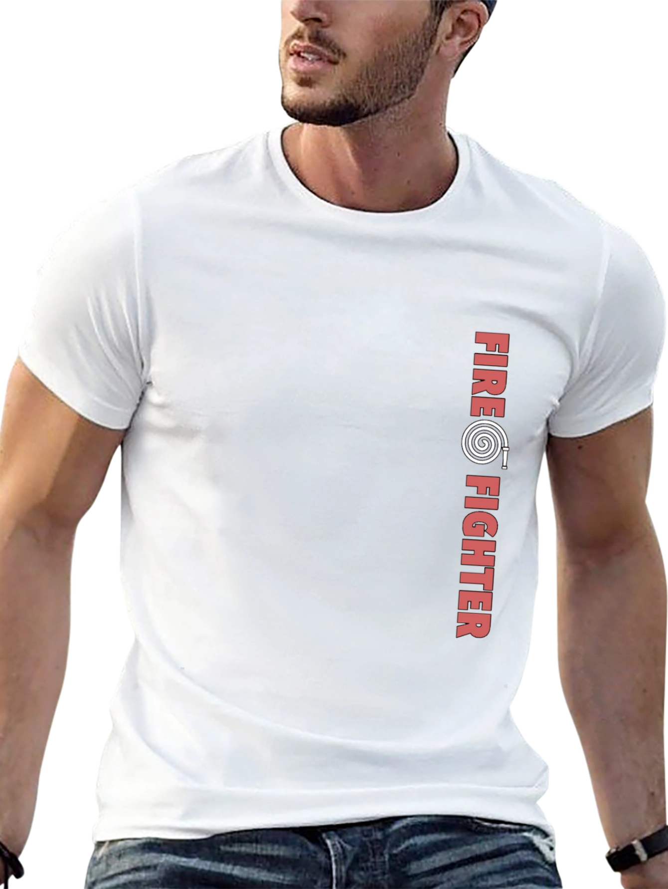 Firefighter Graphic Print Black T-Shirt