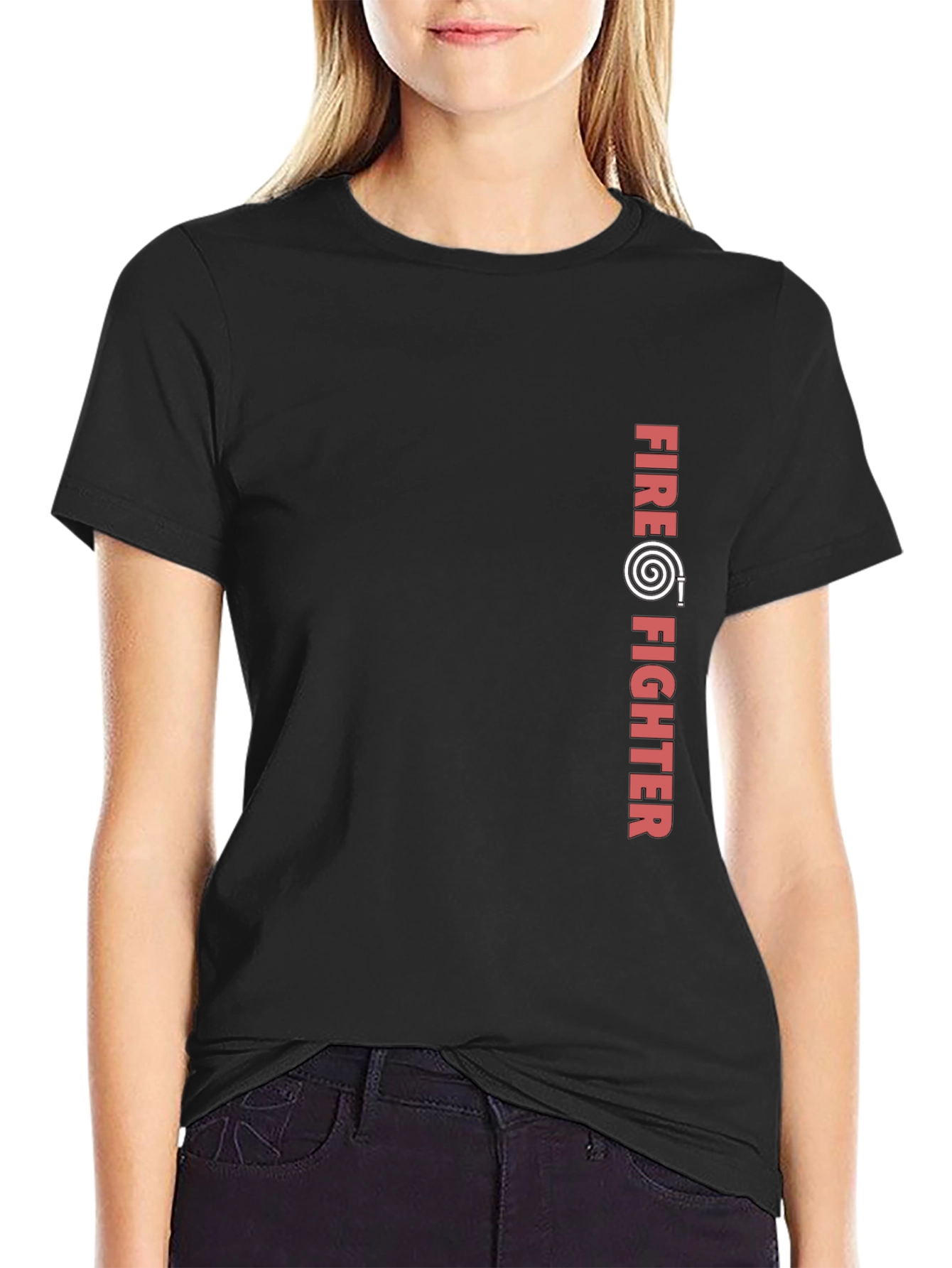 Firefighter Graphic Print Black T-Shirt