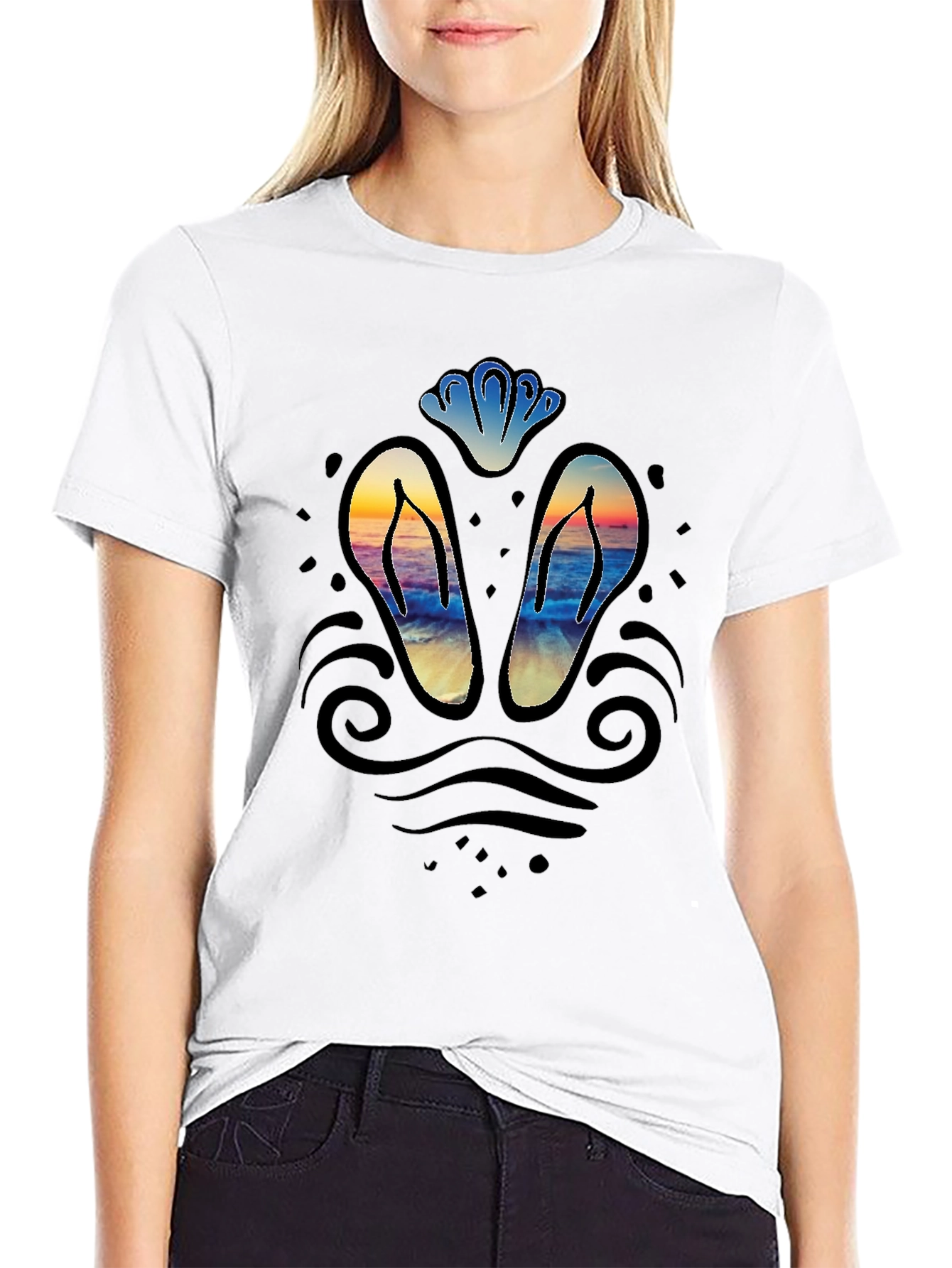 Sunset Beach Flip-Flop Graphic Tee