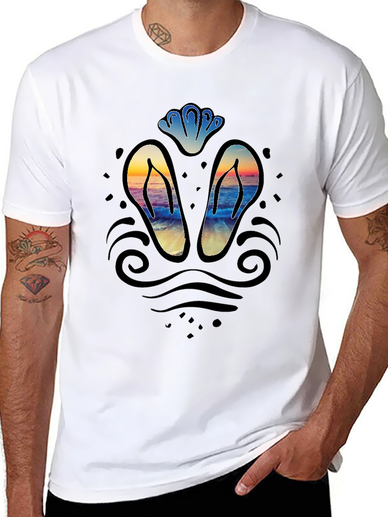 Sunset Beach Flip-Flop Graphic Tee