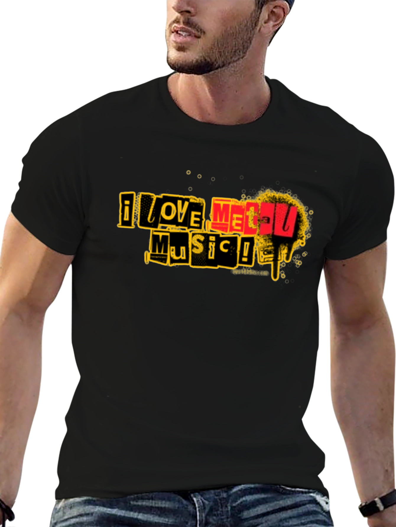 I Love Metal Music Graphic T-Shirt - Black