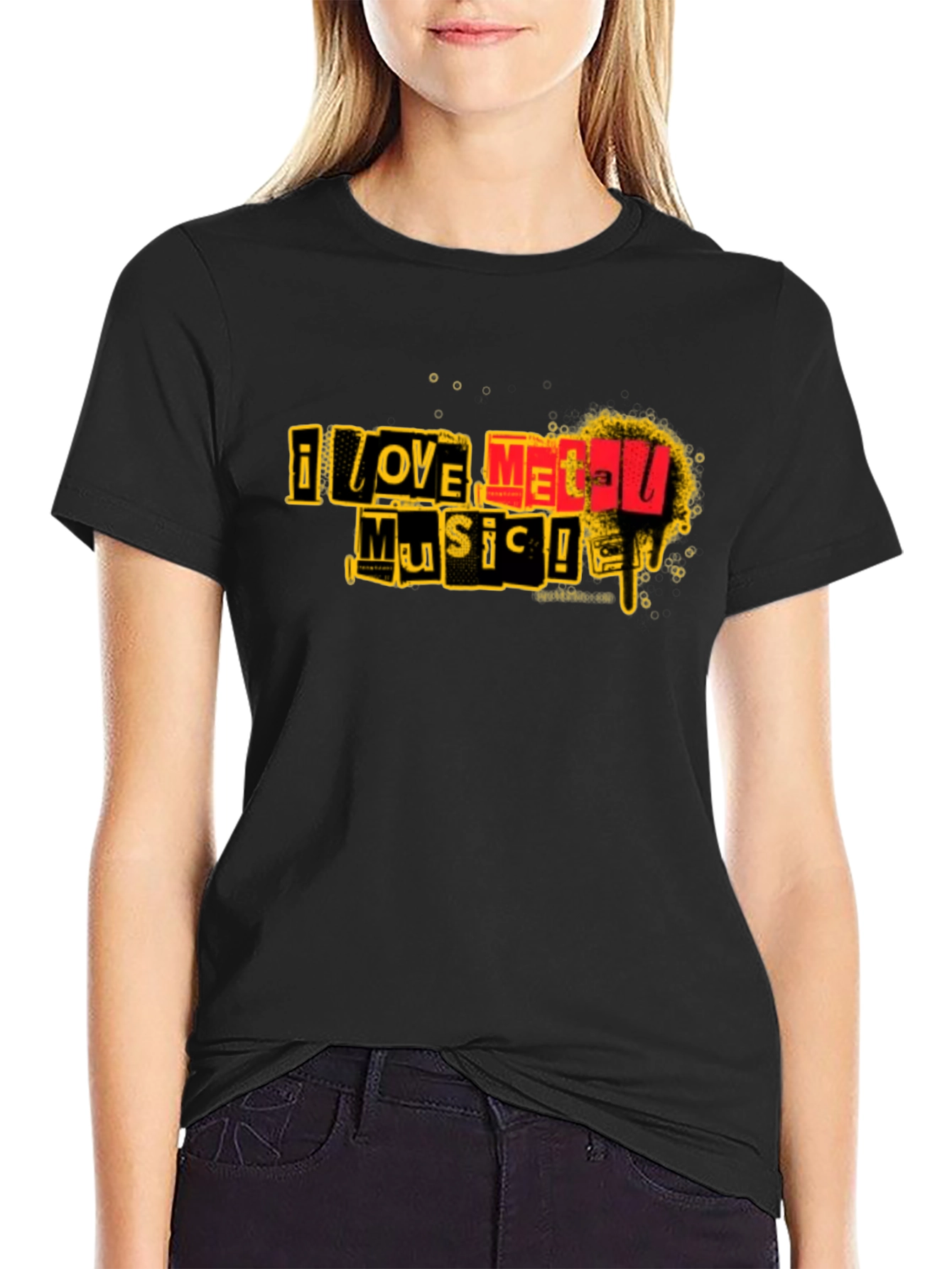 I Love Metal Music Graphic T-Shirt - Black