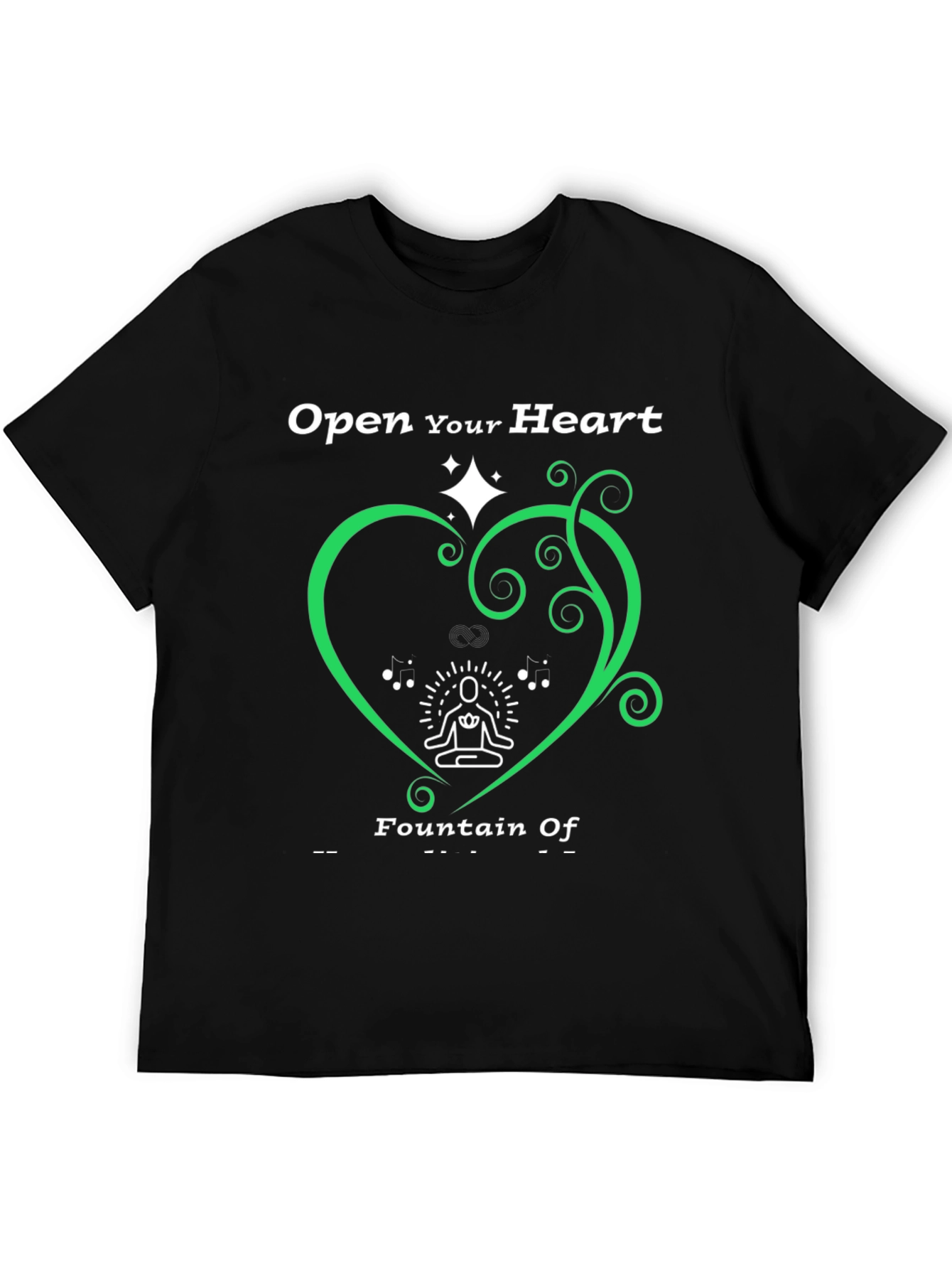 Open Heart Fountain T-Shirt - Black Tee