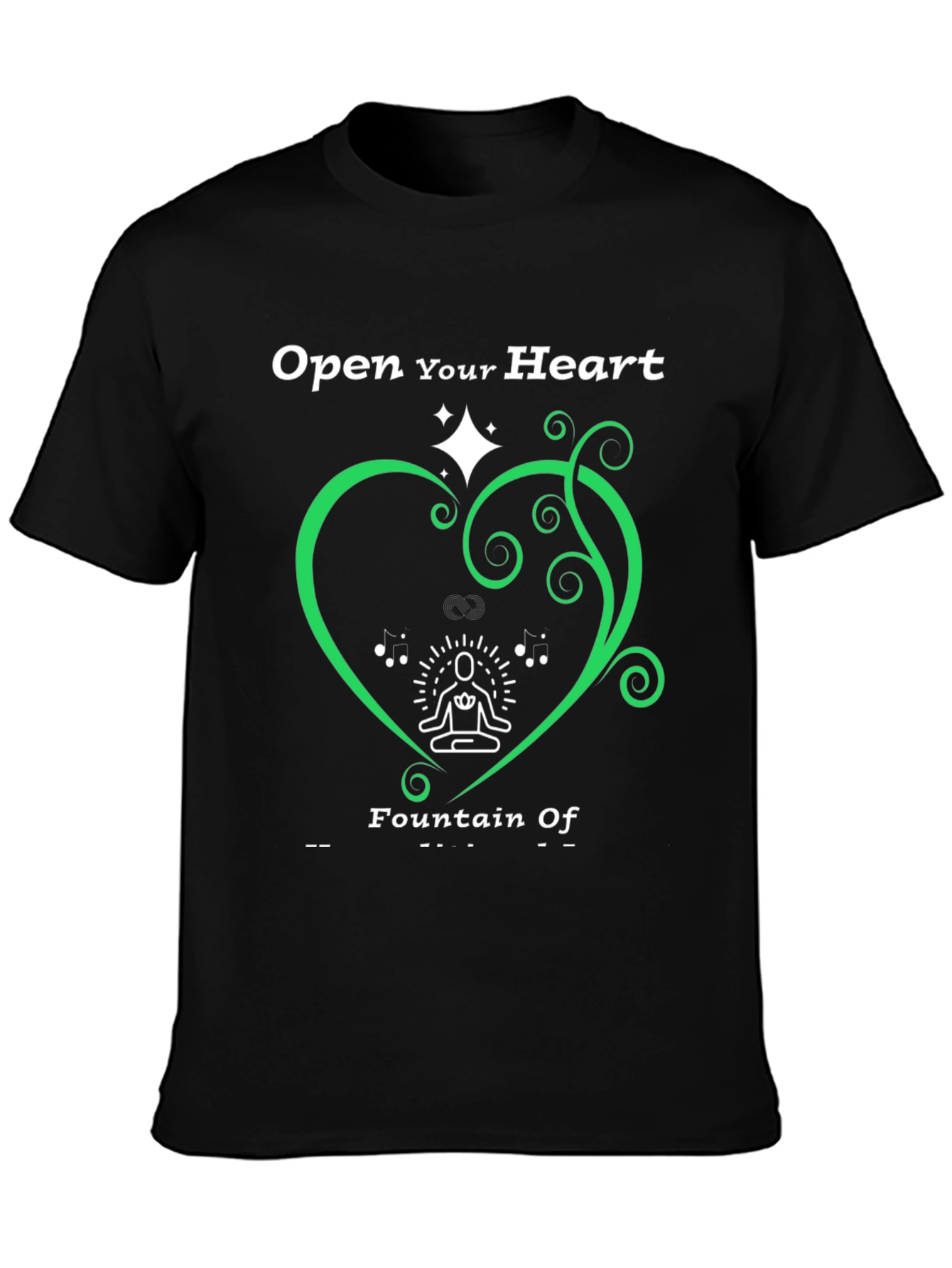 Open Heart Fountain T-Shirt - Black Tee
