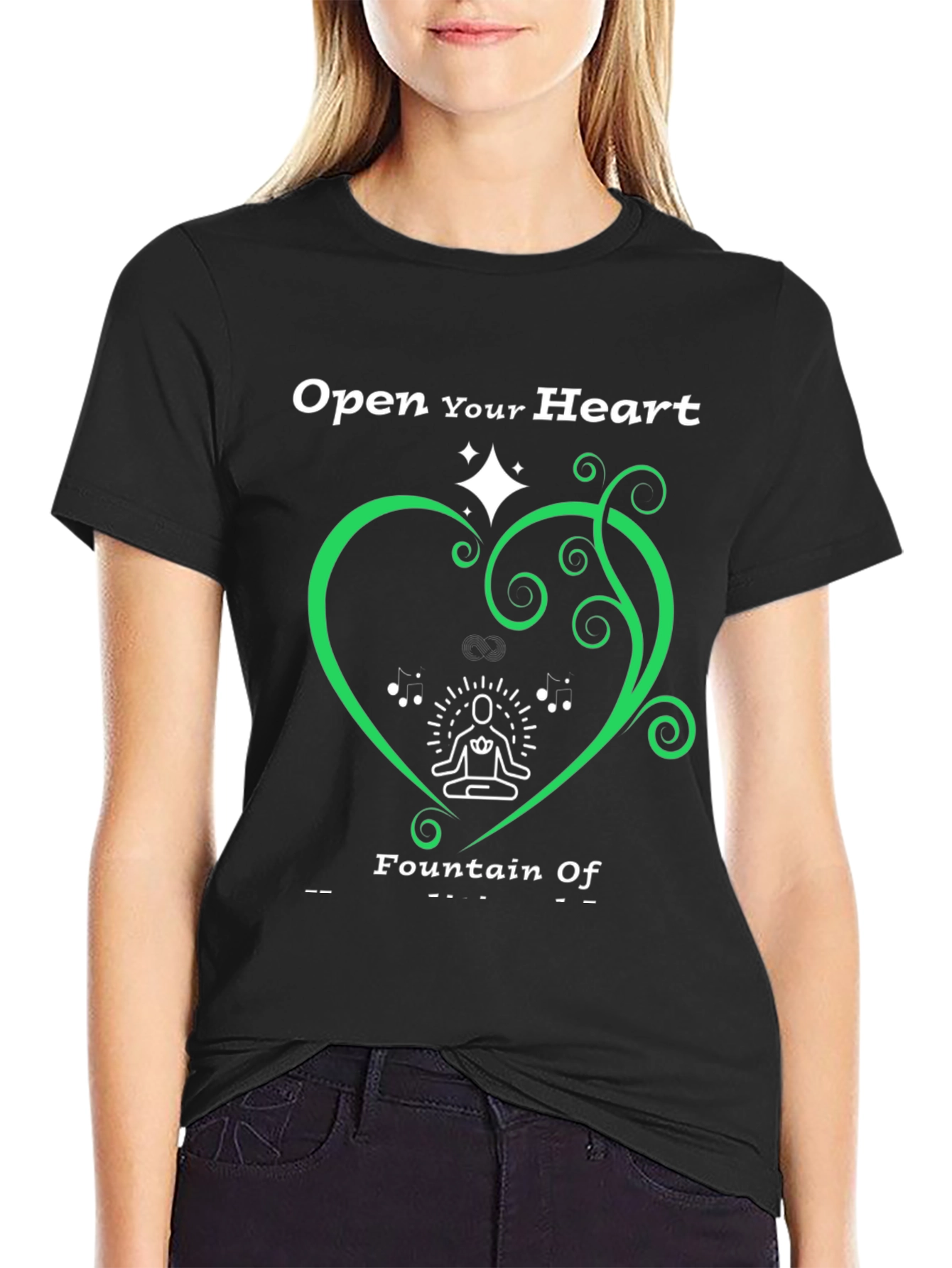 Open Heart Fountain T-Shirt - Black Tee