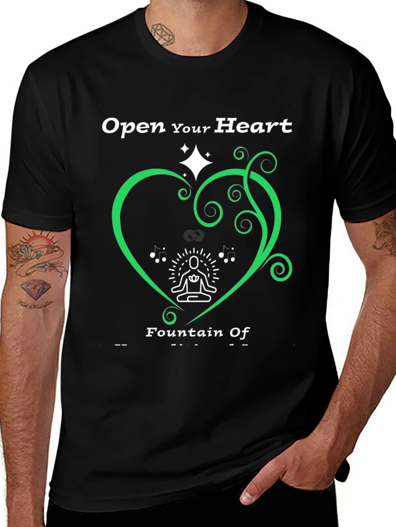 Open Heart Fountain T-Shirt - Black Tee