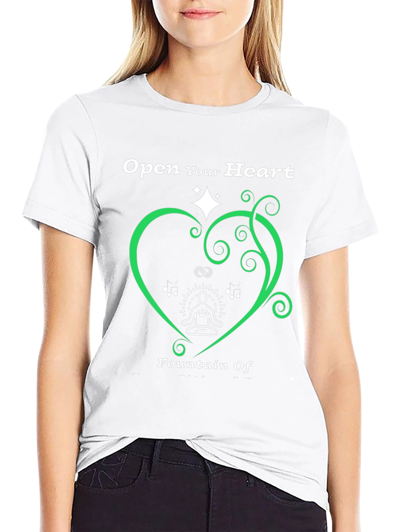 Open Heart Fountain T-Shirt - Black Tee