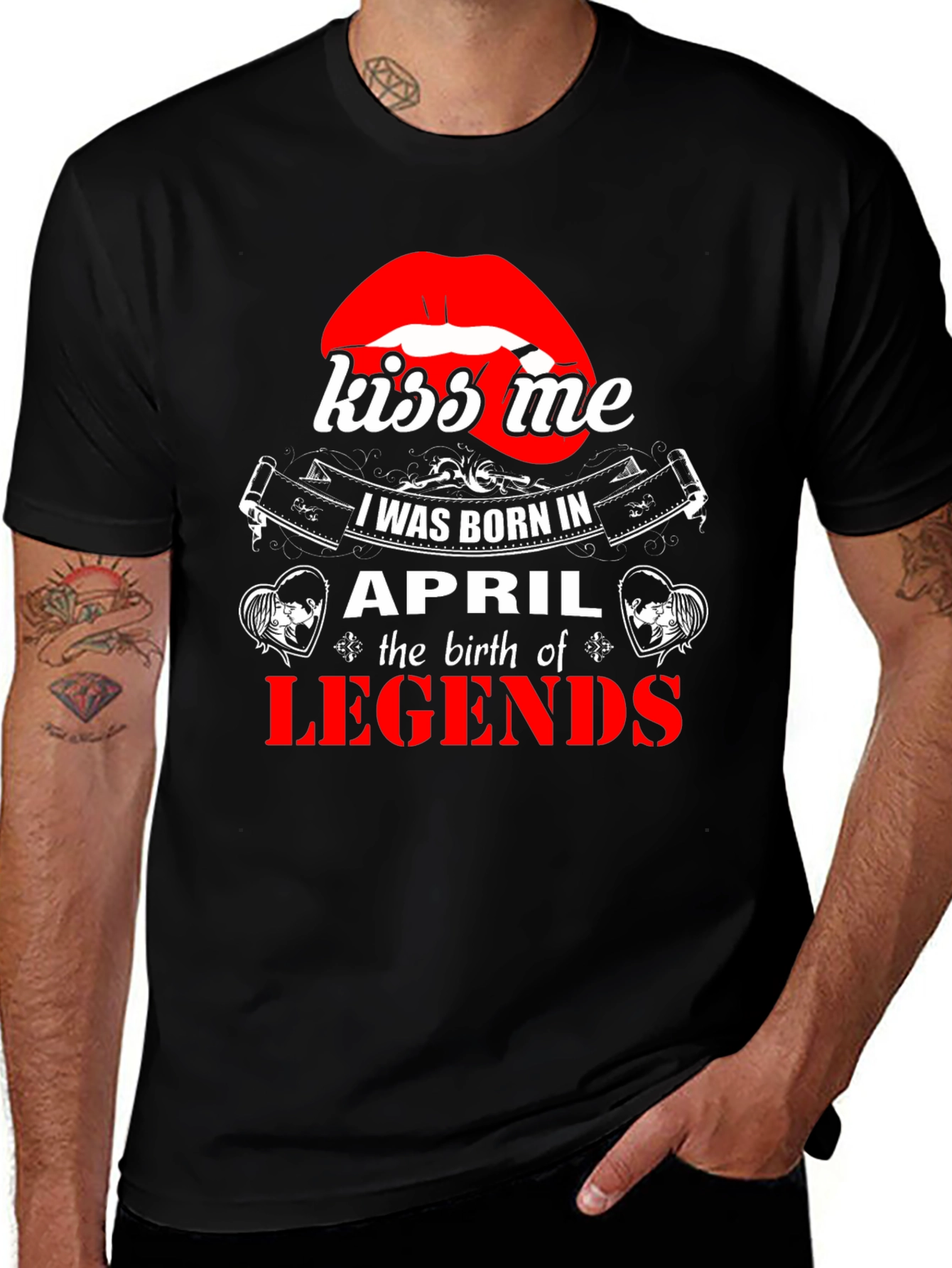 Kiss Me April Legends Black T-Shirt