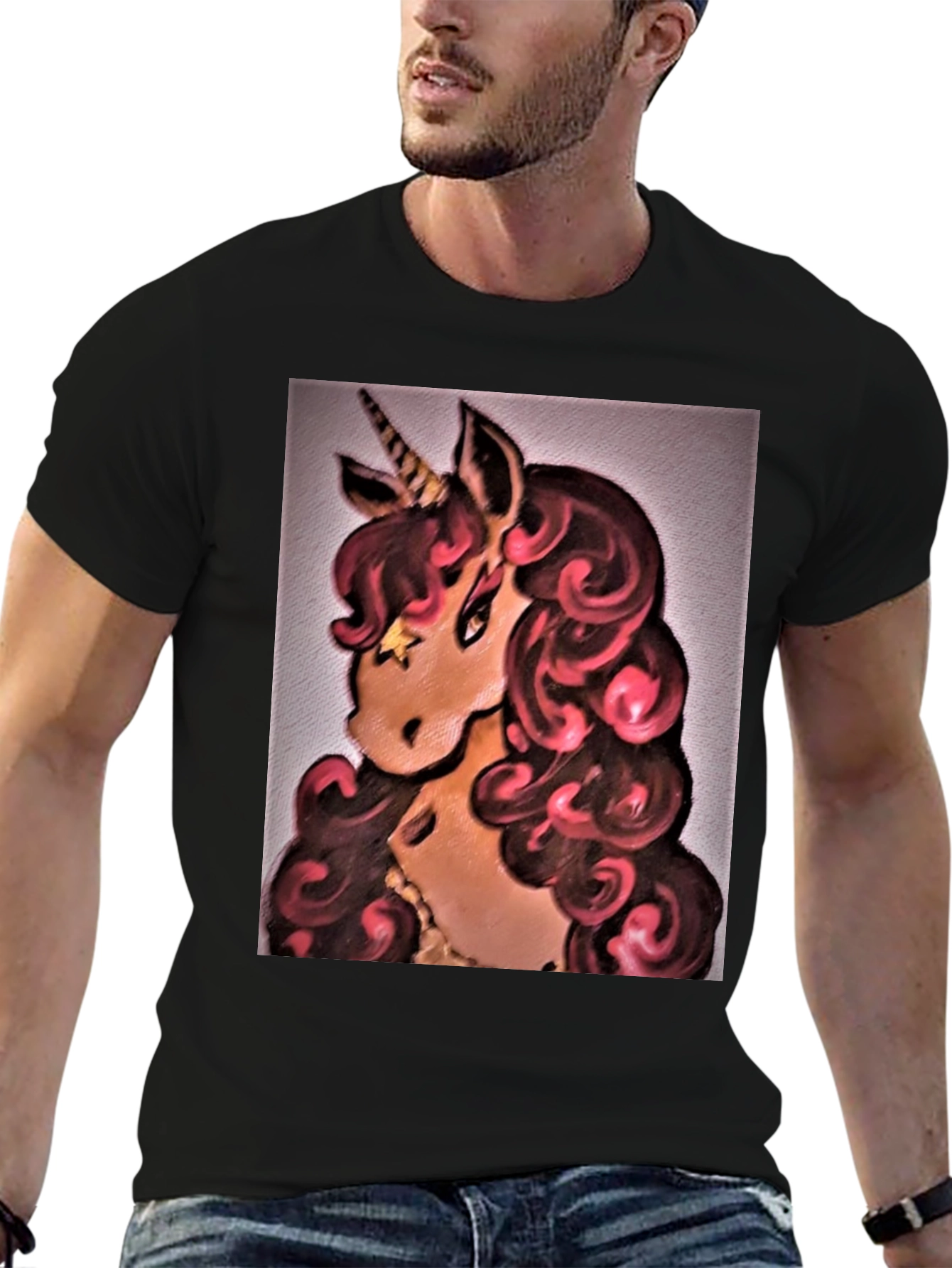 Unicorn Graphic Black T-Shirt