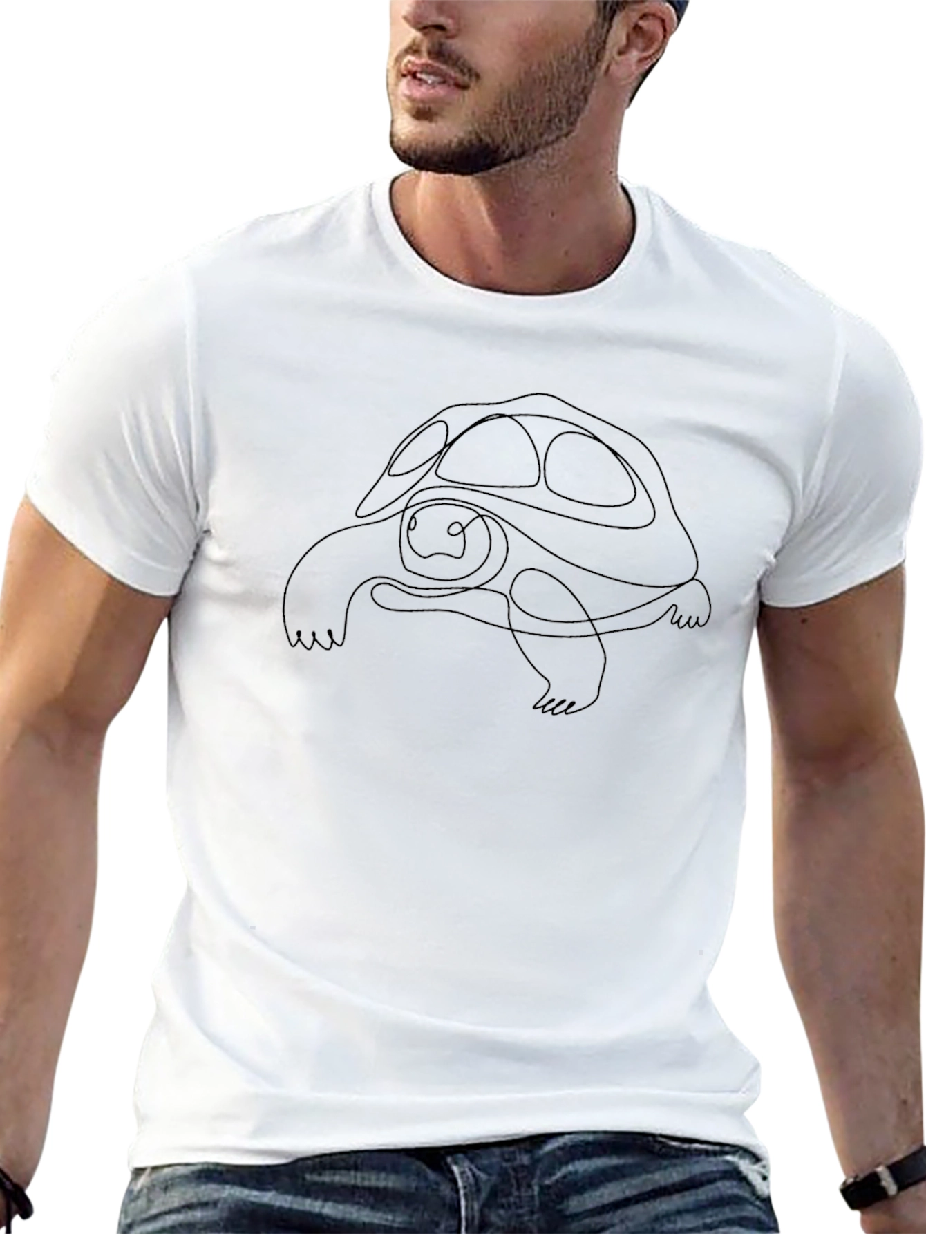 Abstract Turtle Line Art Graphic Tee
