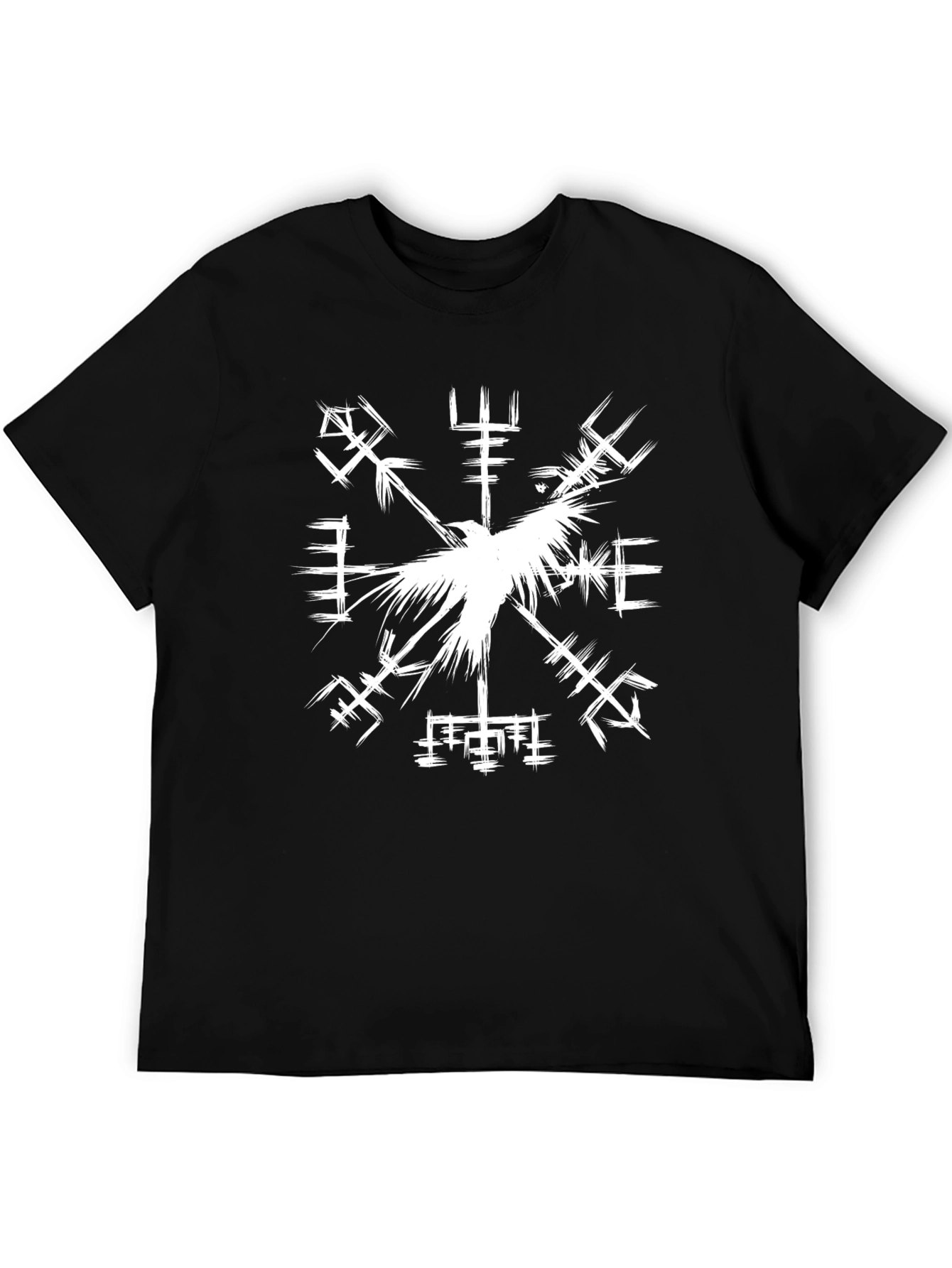 Viking Compass Raven Graphic Tee - Black