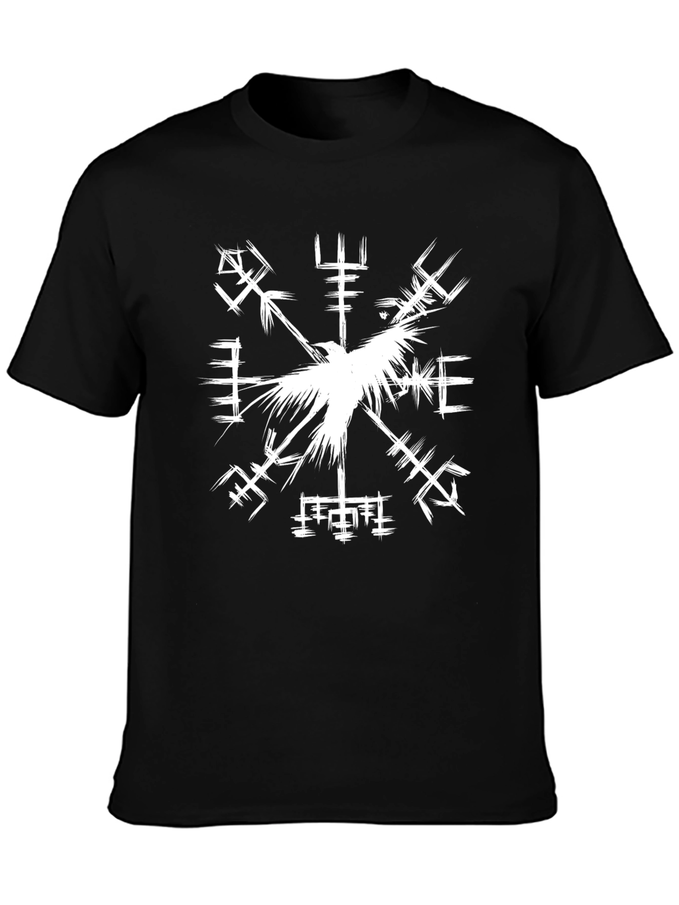 Viking Compass Raven Graphic Tee - Black