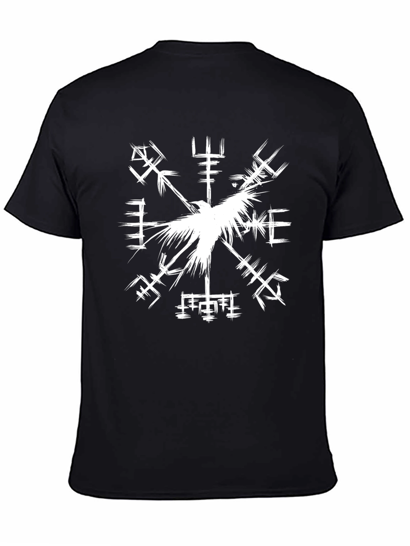 Viking Compass Raven Graphic Tee - Black