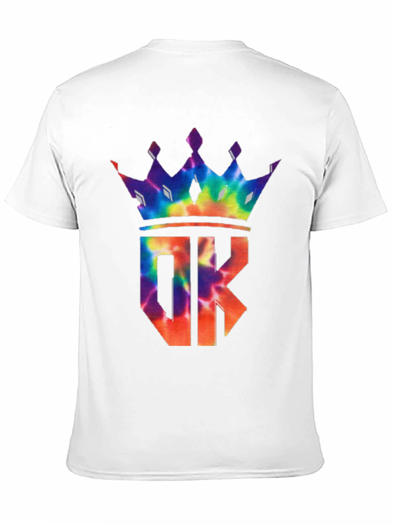 Tie-Dye Crown OK Graphic Print Black T-Shirt