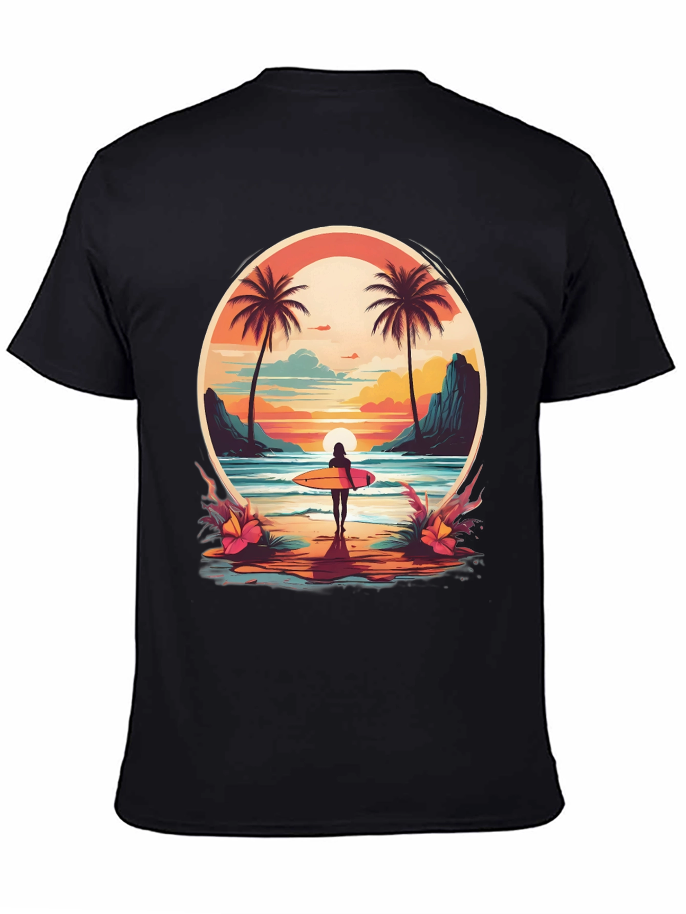 Beach Vibes T-Shirt: Sunset Surfer Design