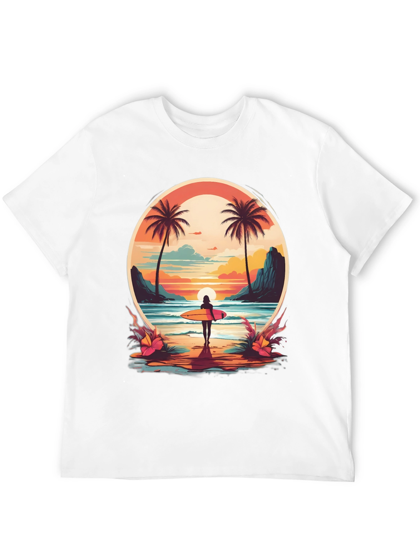 Beach Vibes T-Shirt: Sunset Surfer Design