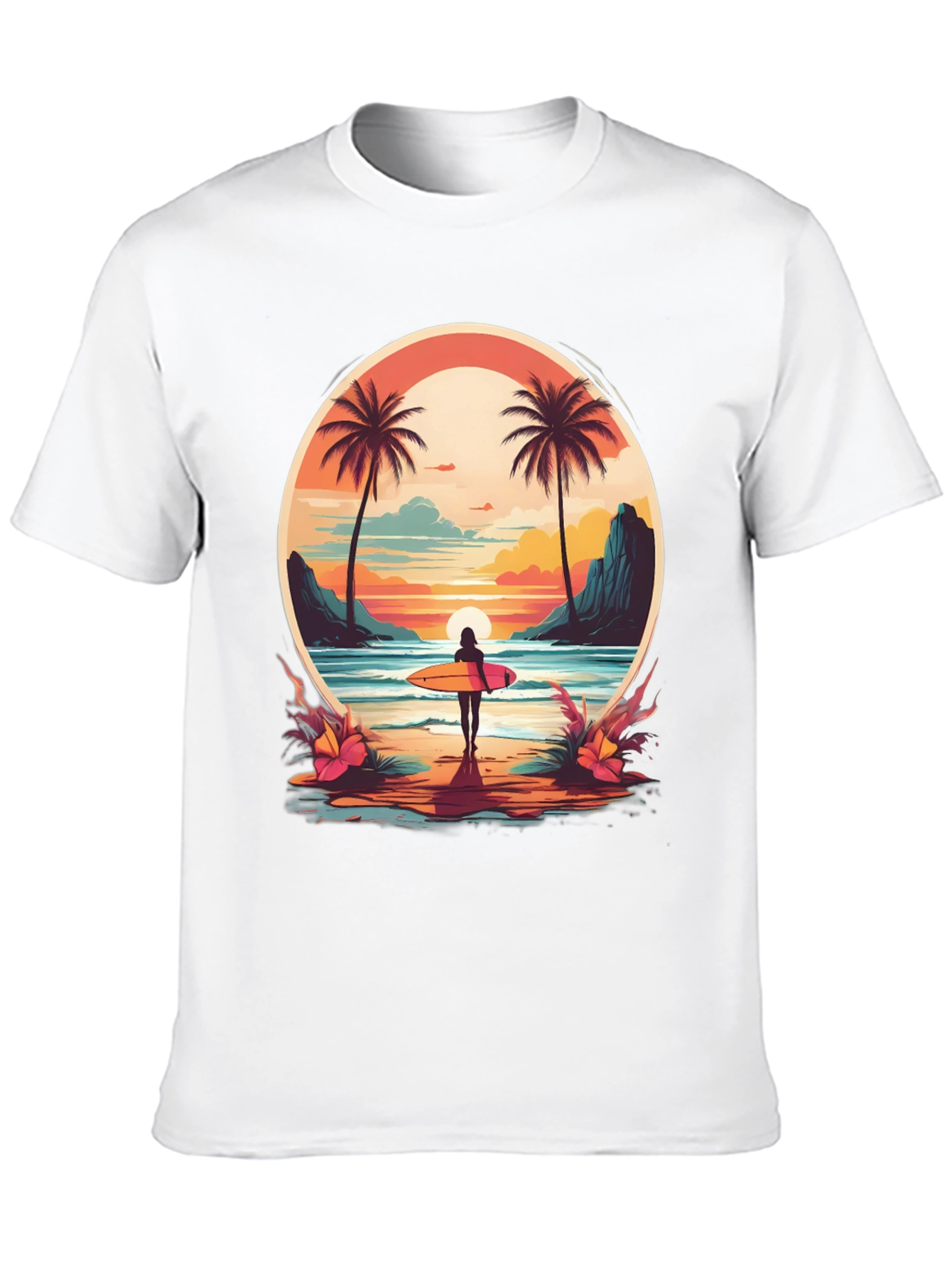 Beach Vibes T-Shirt: Sunset Surfer Design