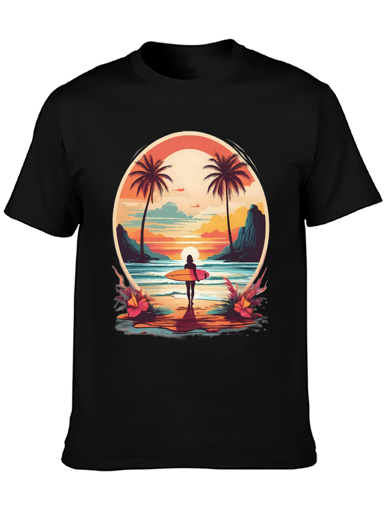 Beach Vibes T-Shirt: Sunset Surfer Design