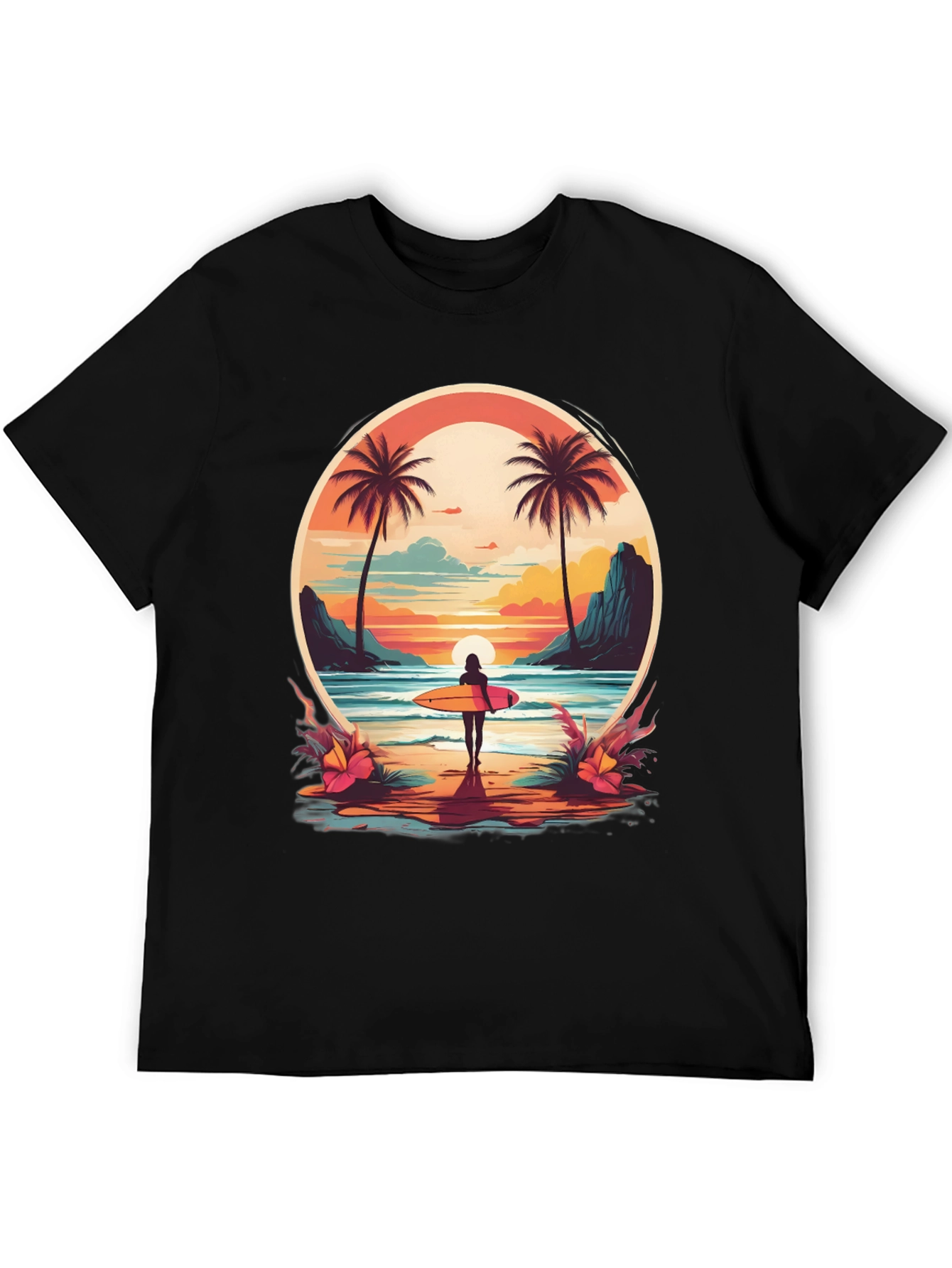 Beach Vibes T-Shirt: Sunset Surfer Design