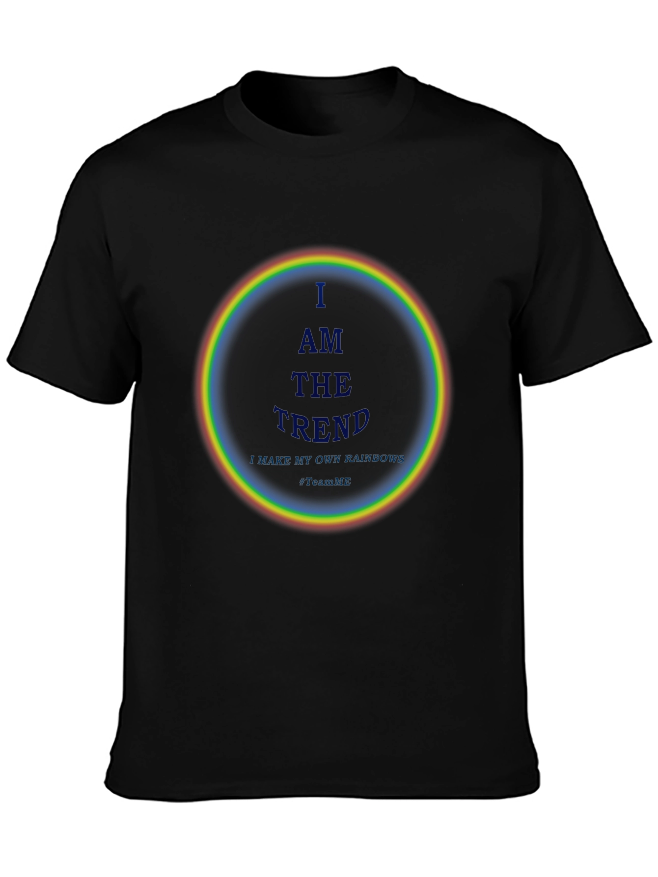 I AM THE TREND Rainbow Circle Graphic Black T-Shirt