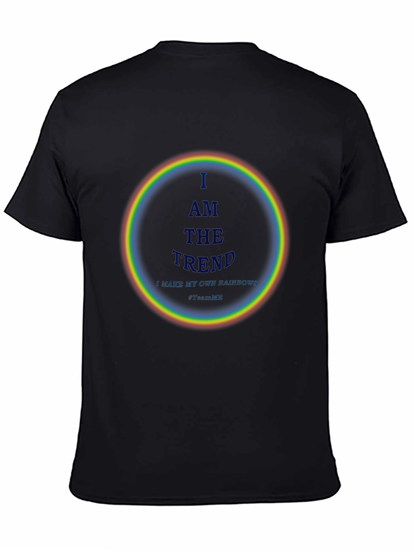I AM THE TREND Rainbow Circle Graphic Black T-Shirt