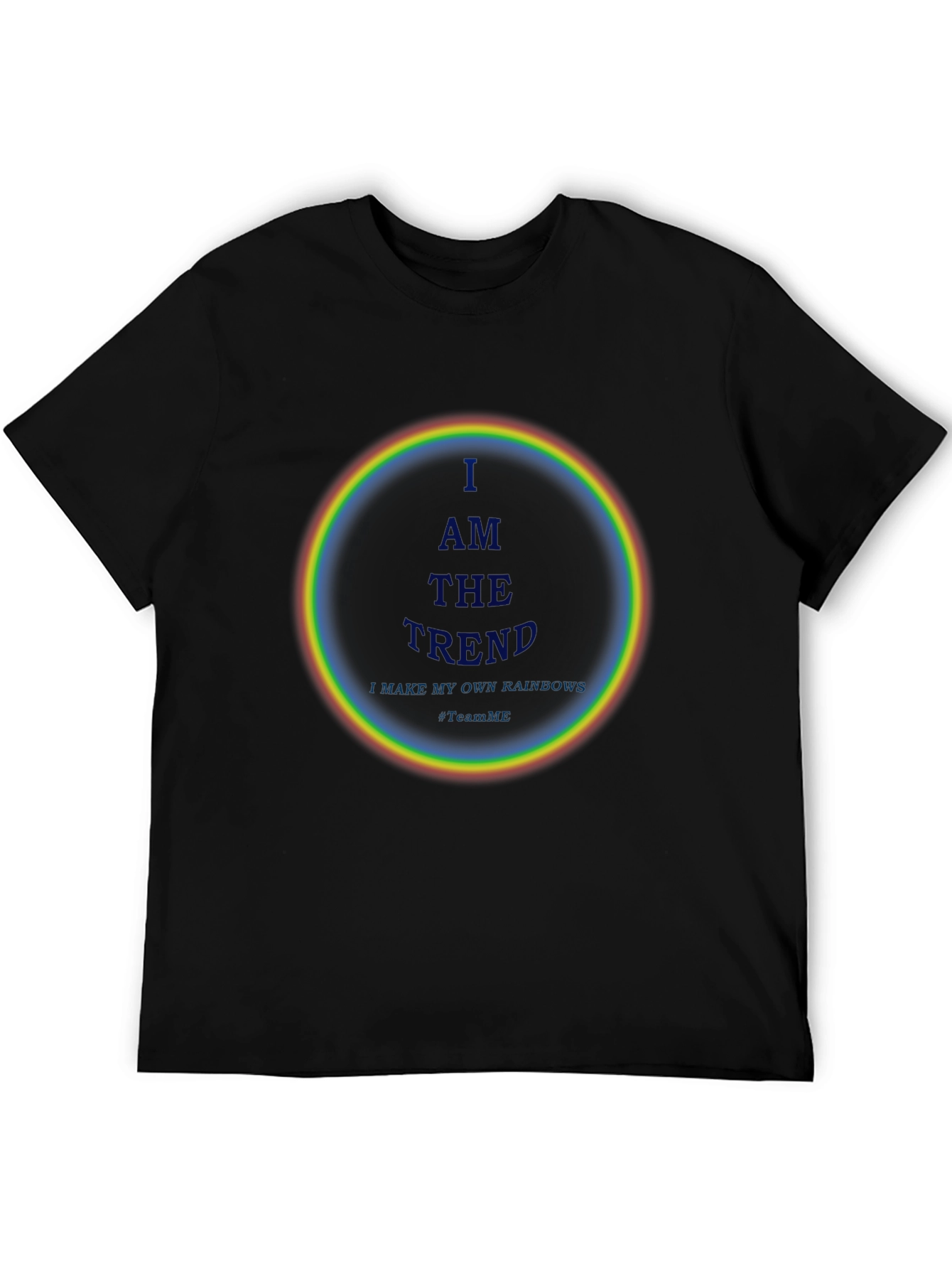 I AM THE TREND Rainbow Circle Graphic Black T-Shirt