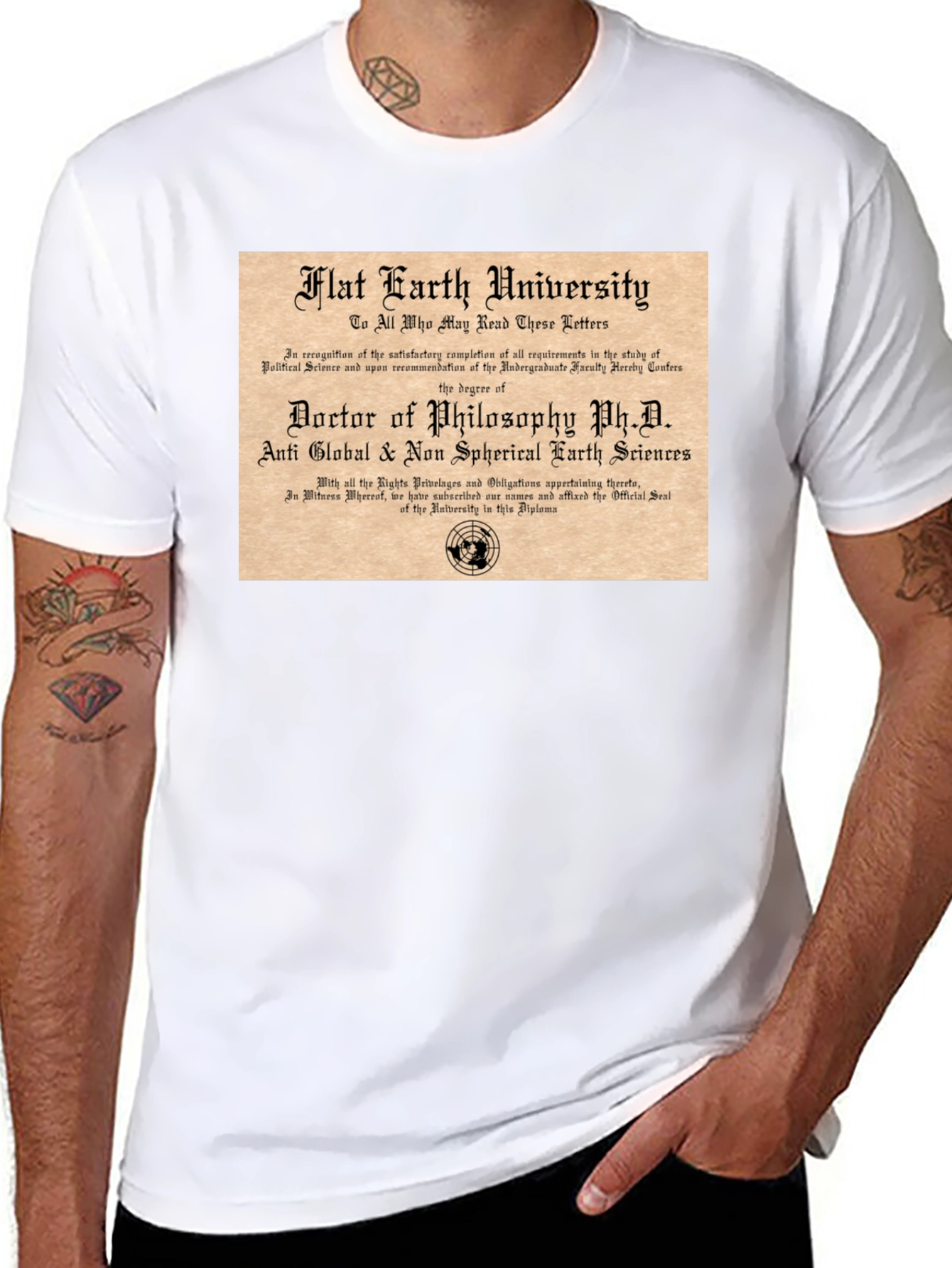 Flat Earth University PhD T-Shirt