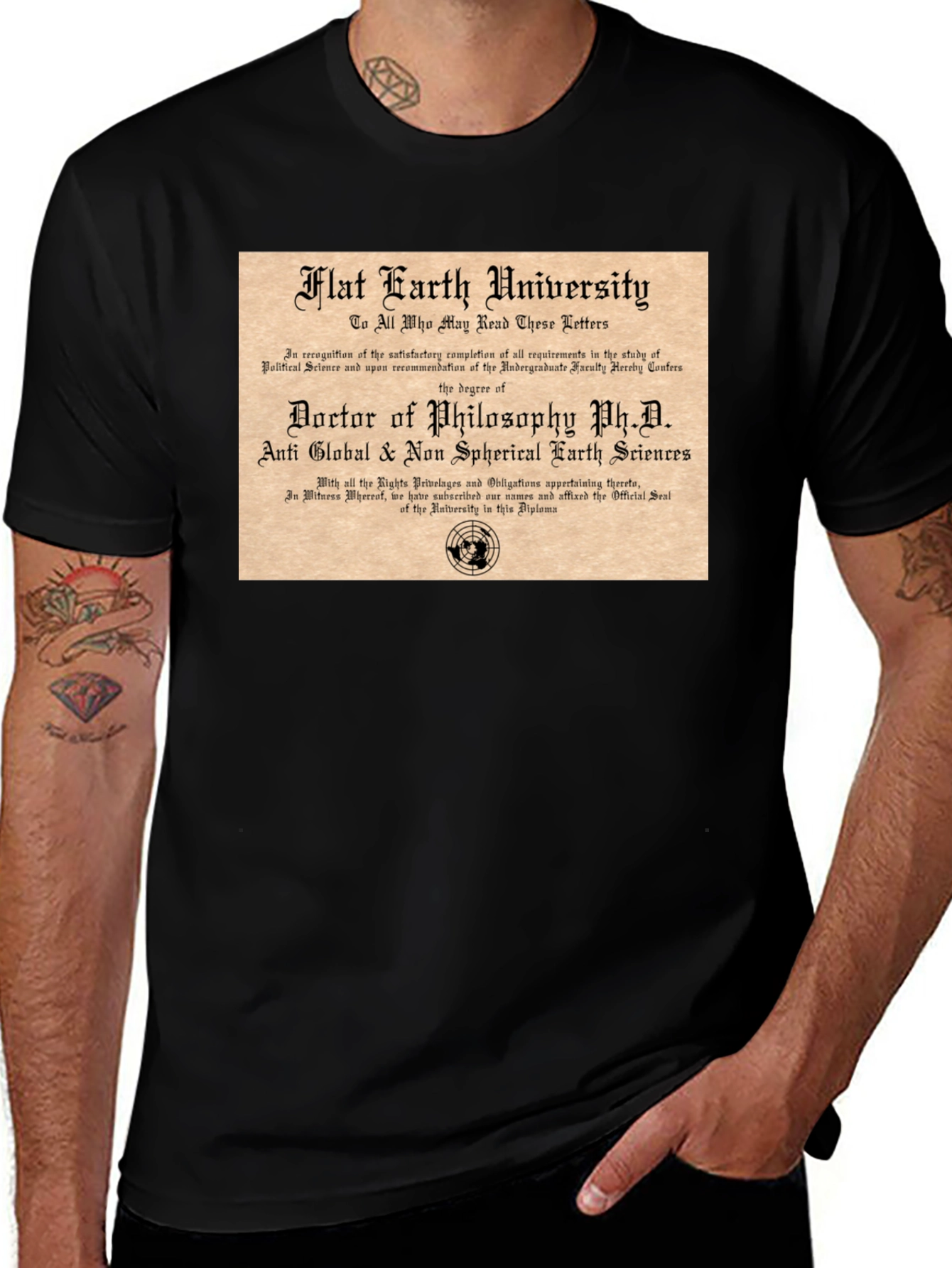 Flat Earth University PhD T-Shirt